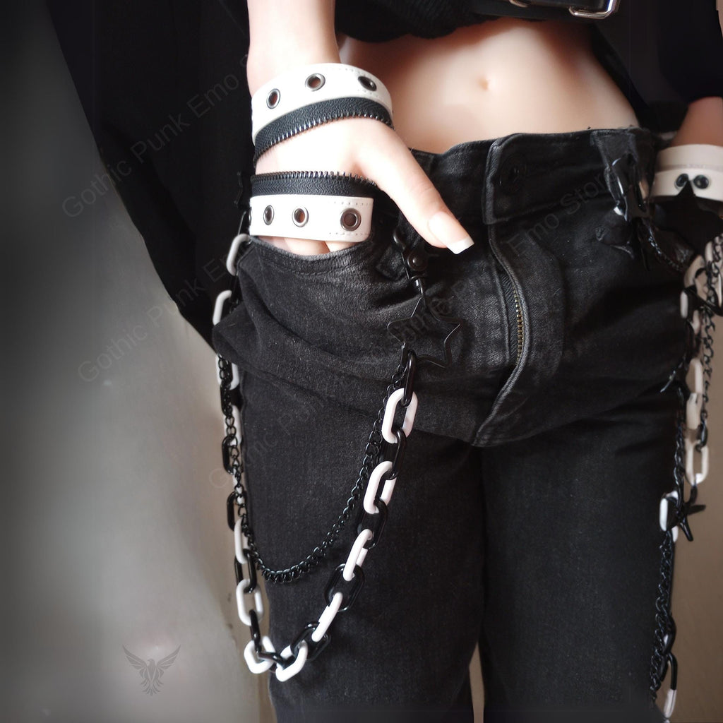 Black White Star Pants Chain