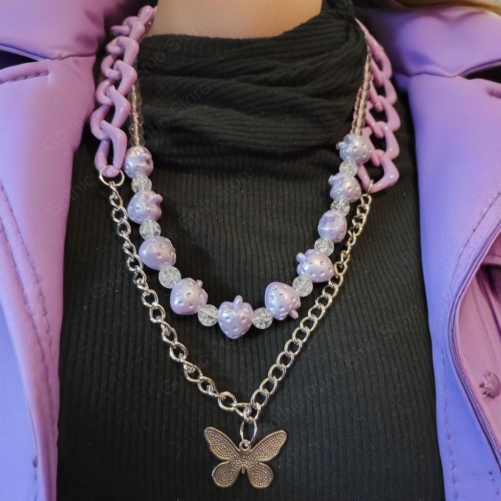 Purple Aesthetics Butterfly Necklace