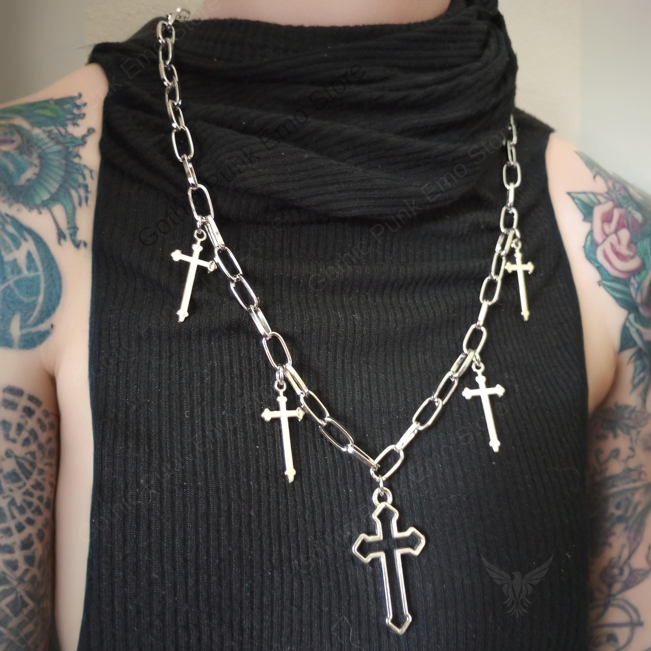 Layered Cross Chain Necklace