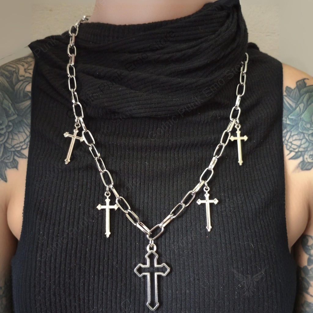 Layered Cross Chain Necklace