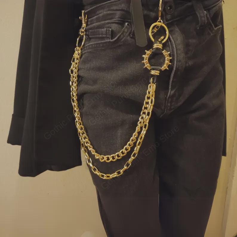 Gold Spiked O-Ring Wallet Chain