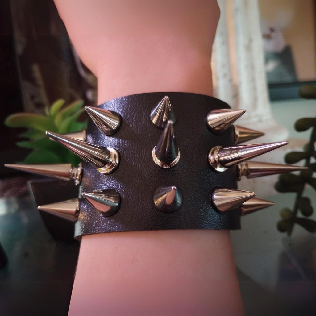 Cone Spiked 3 Row Bracelet