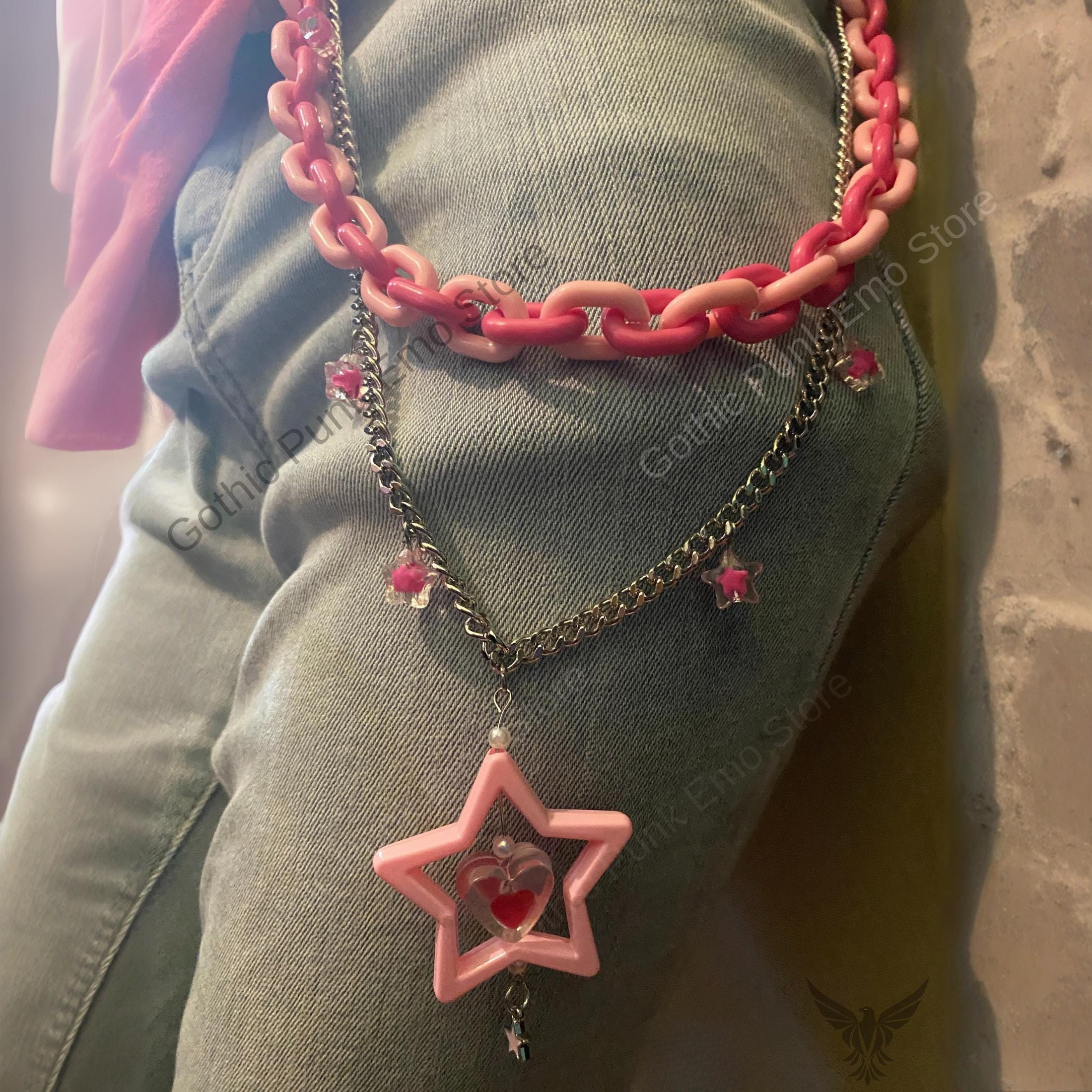 Kandi Hot Pink Pants Chain