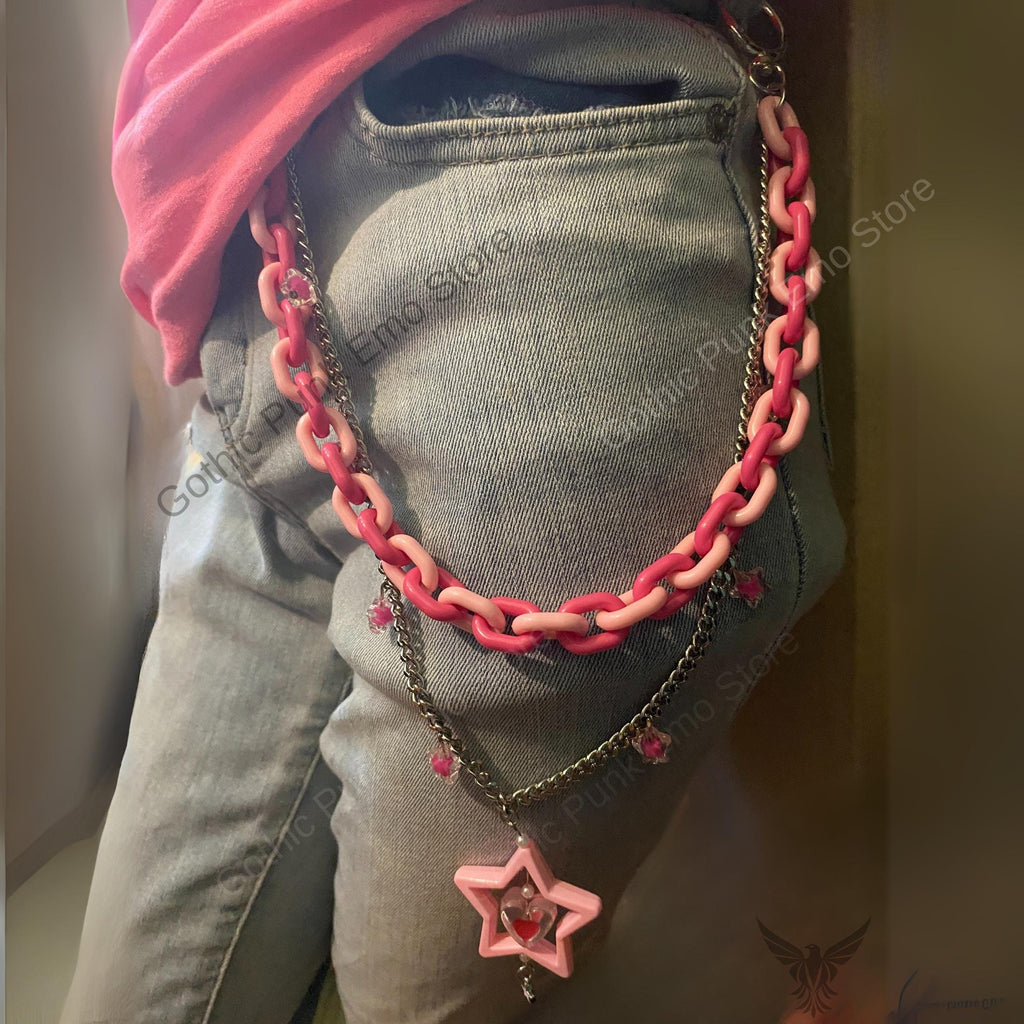 Kandi Hot Pink Pants Chain