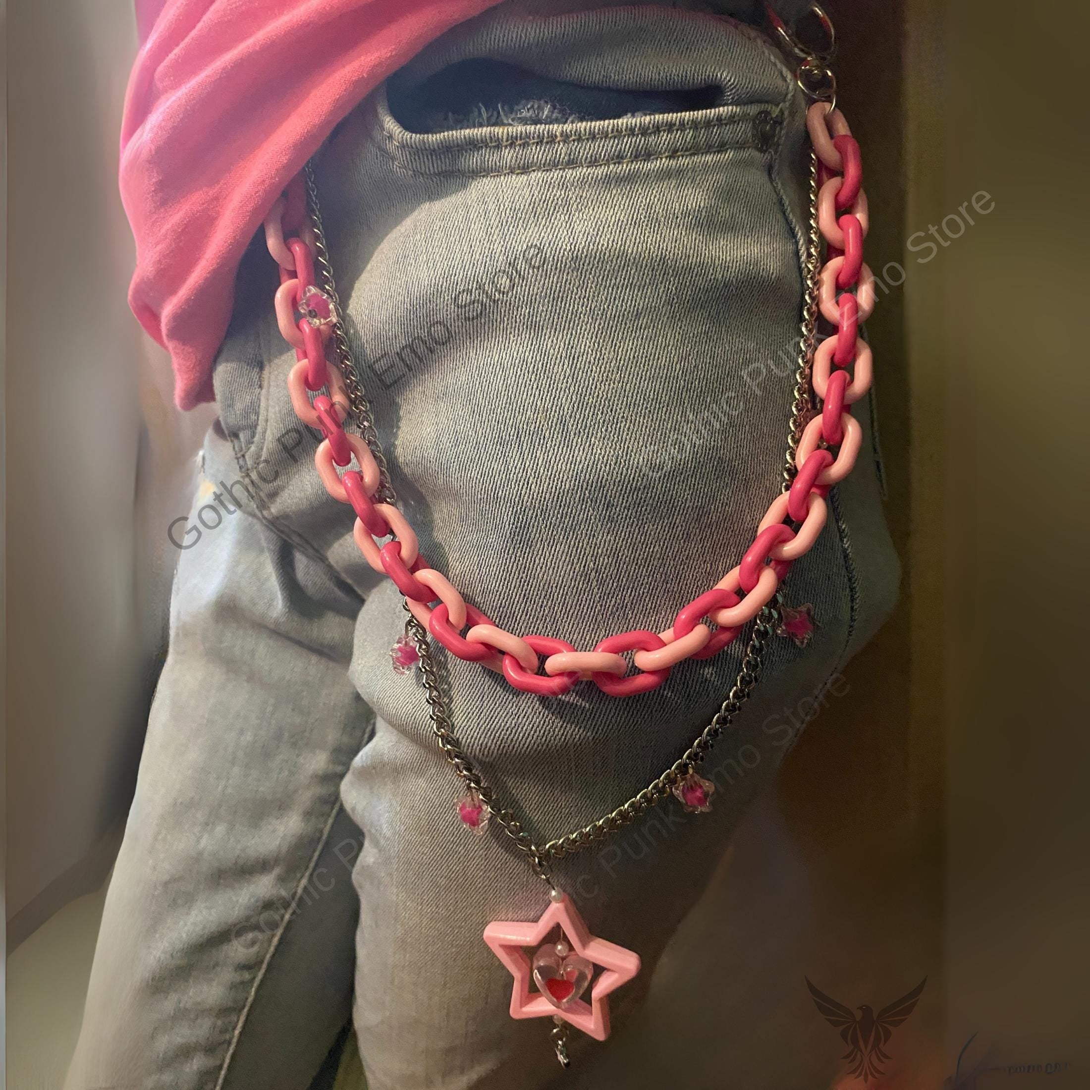 Kandi Hot Pink Pants Chain