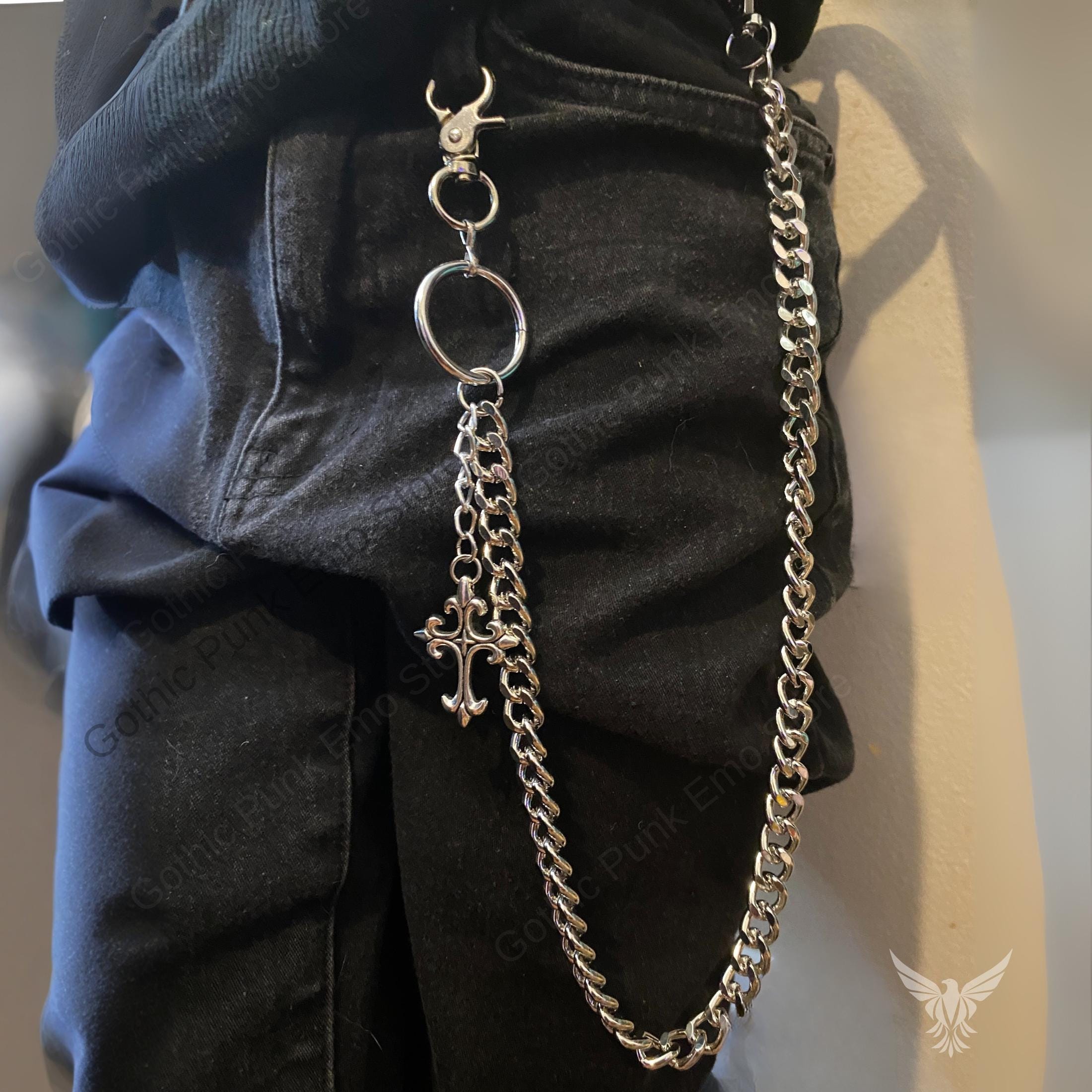 Pants Wallet Chain Cross Men Women