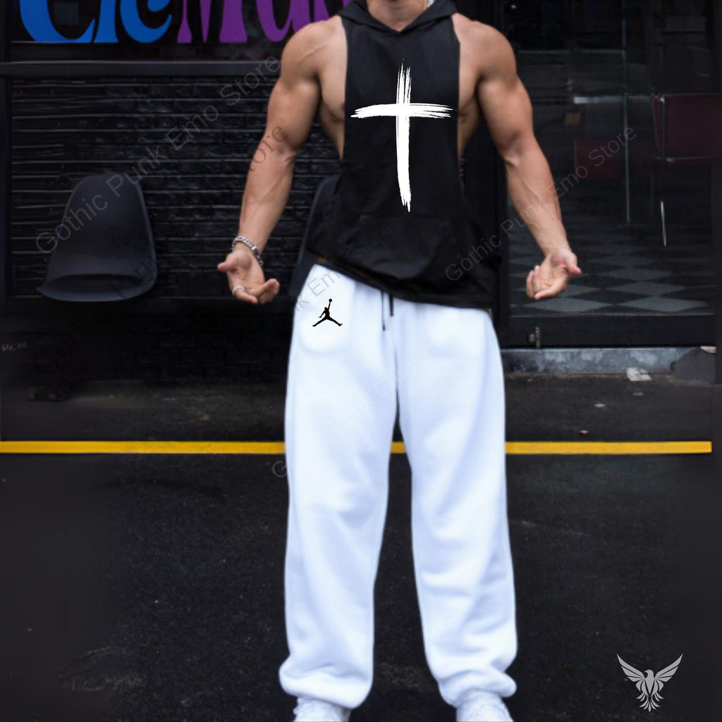 Cross Sleeveless Hoodie