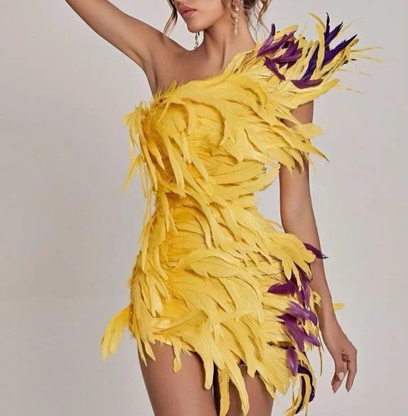 Yellow Feather Dress