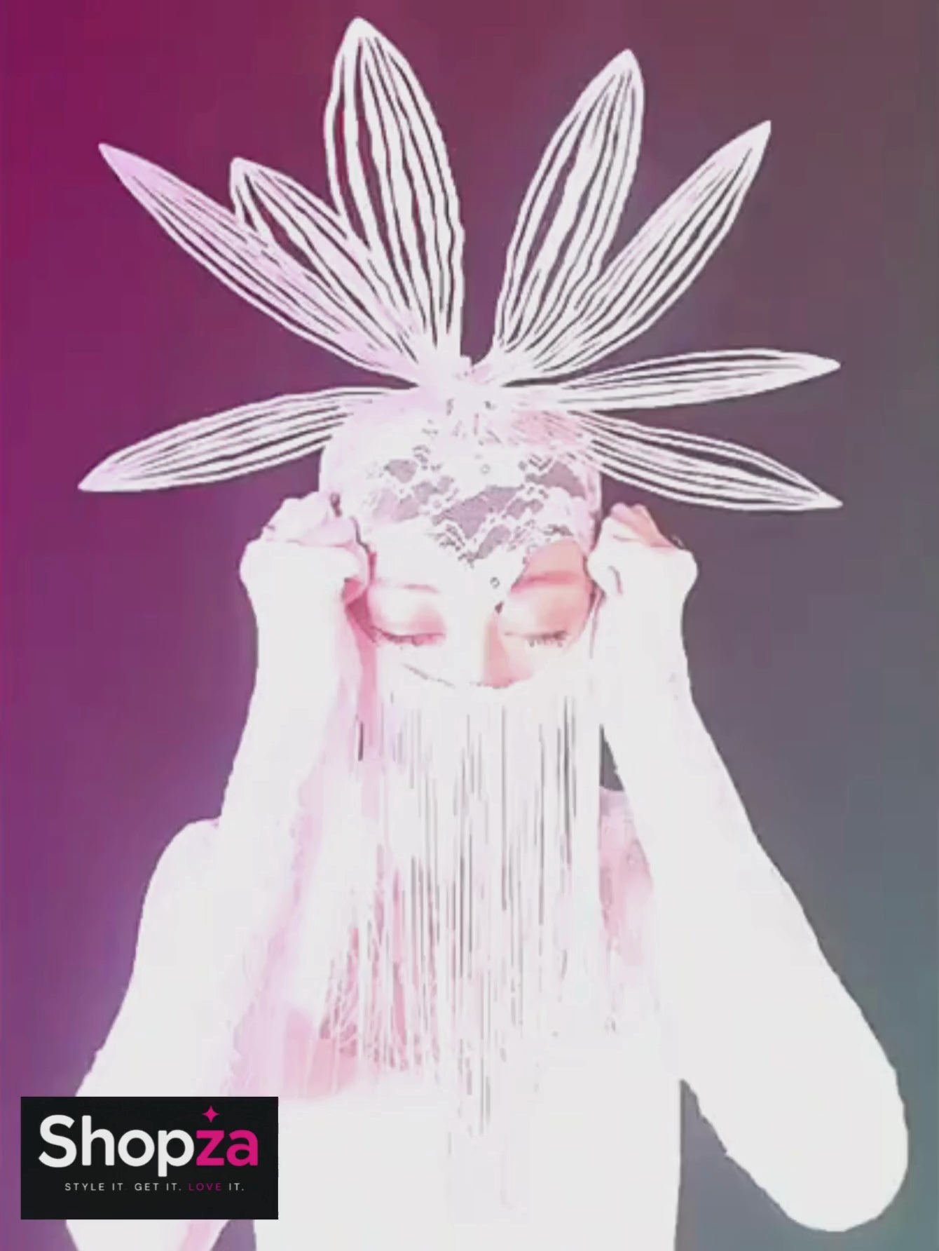 White Lace fringe Mask Dress