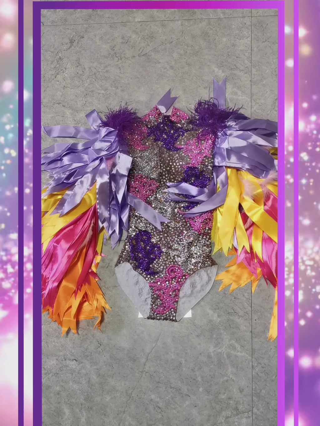 Diamond Monokini Feather Fur Costume
