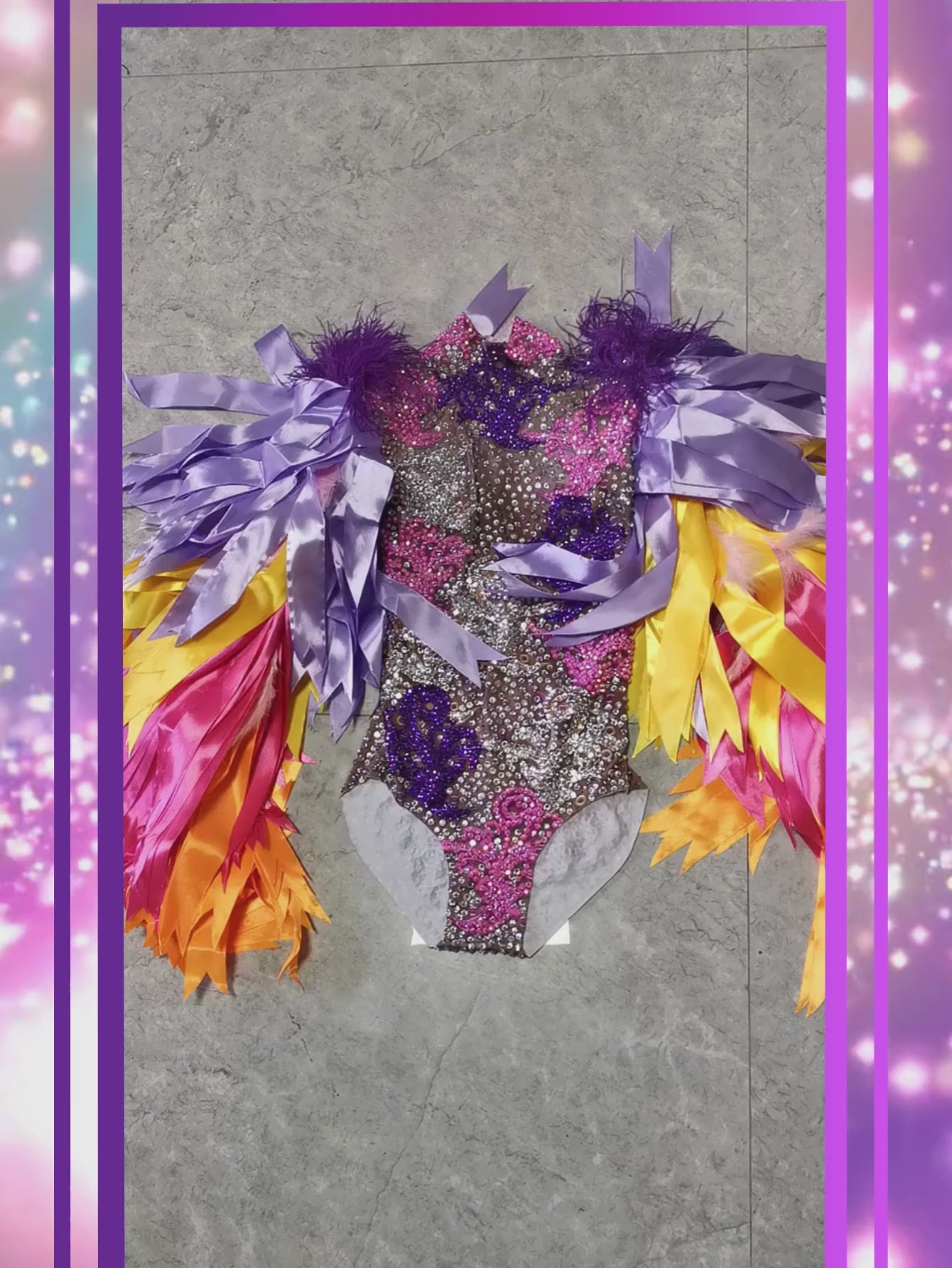 Diamond Monokini Feather Fur Costume