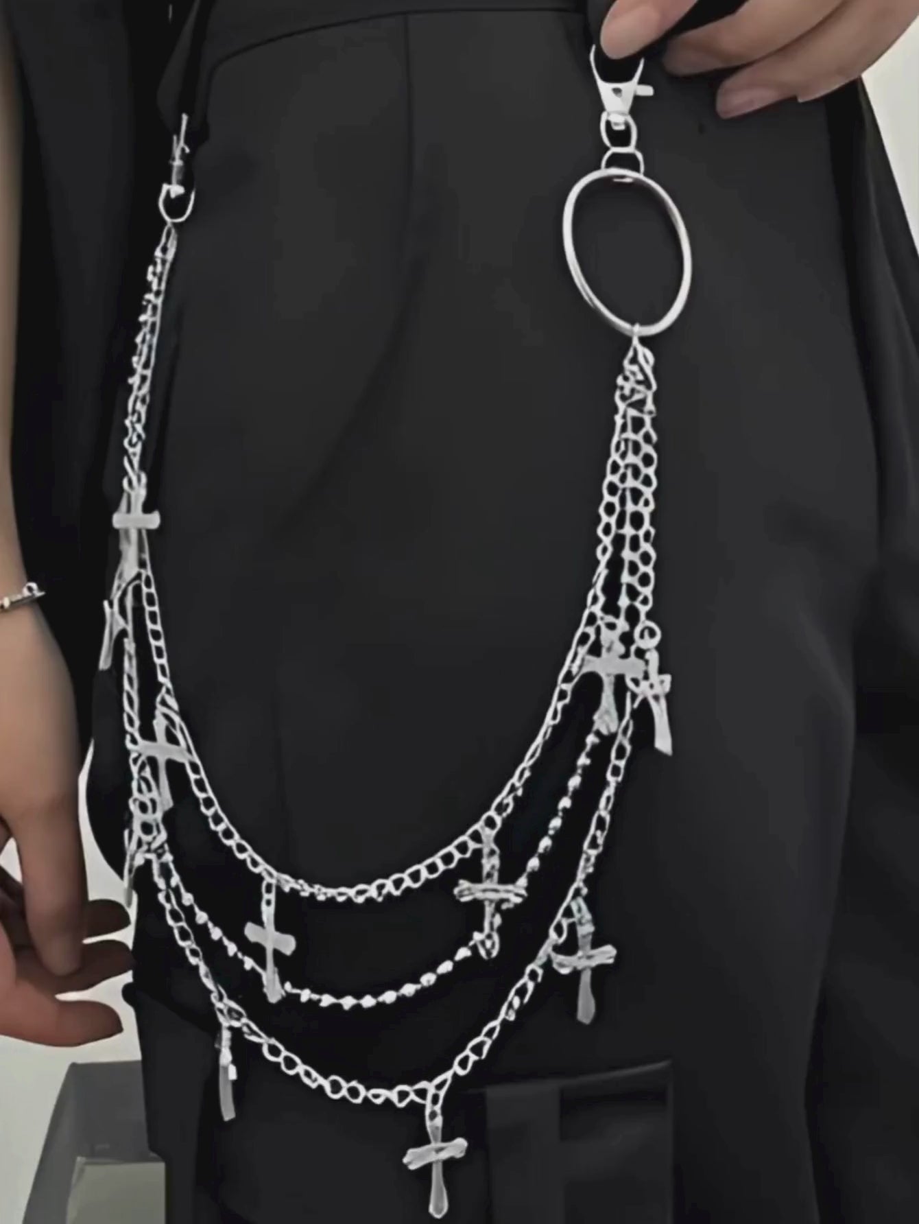 Cross O-Ring Layered Pants Chain