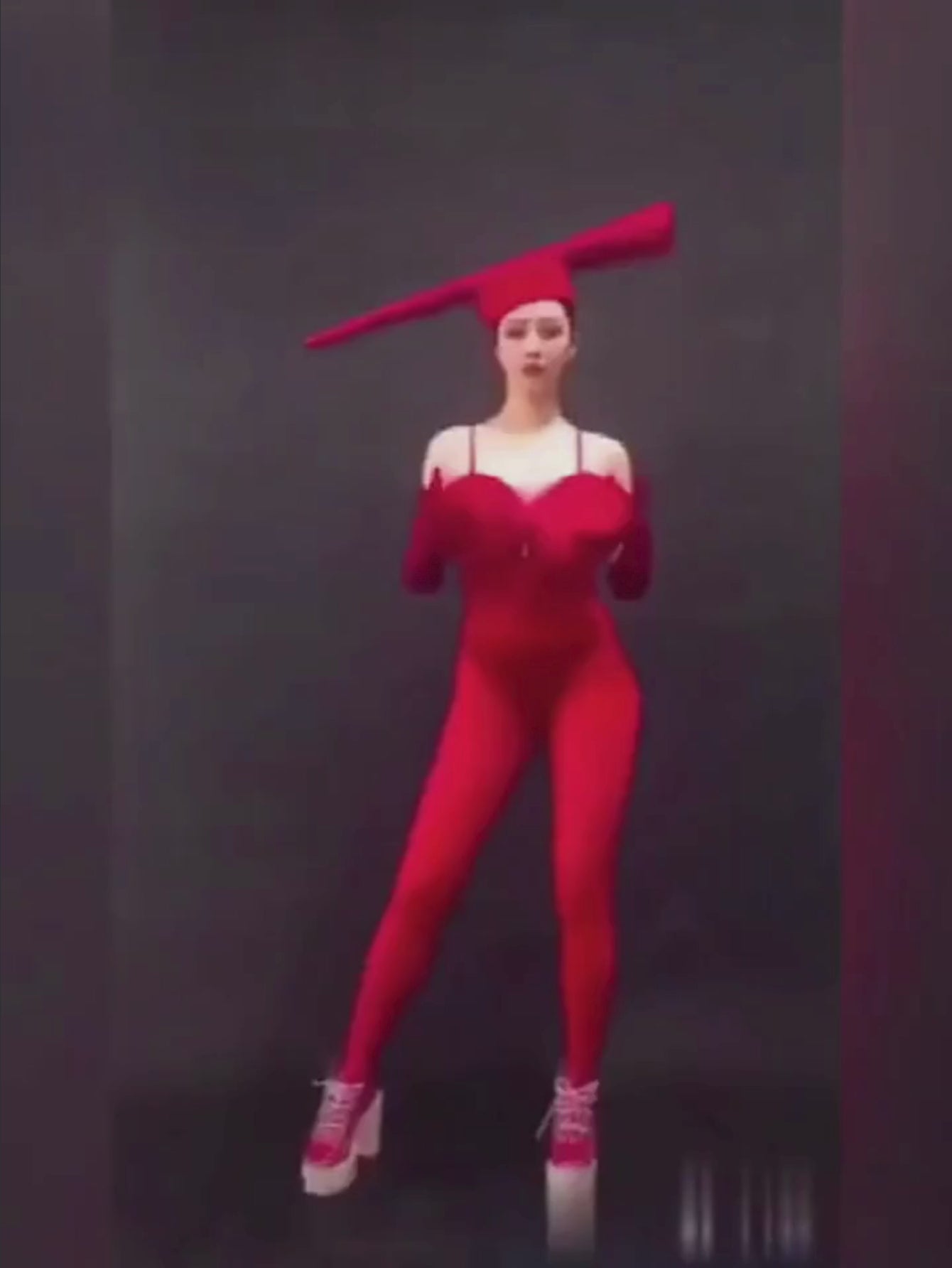 Red Drag Queen Hat Monokini Costume