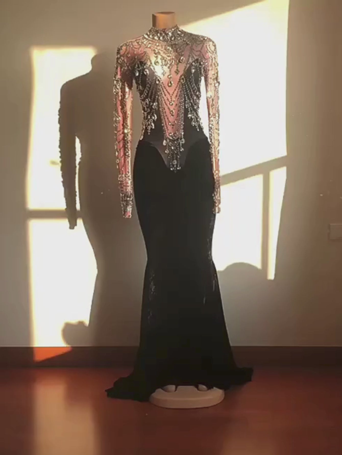 Velvet Black Rhinestone Dress