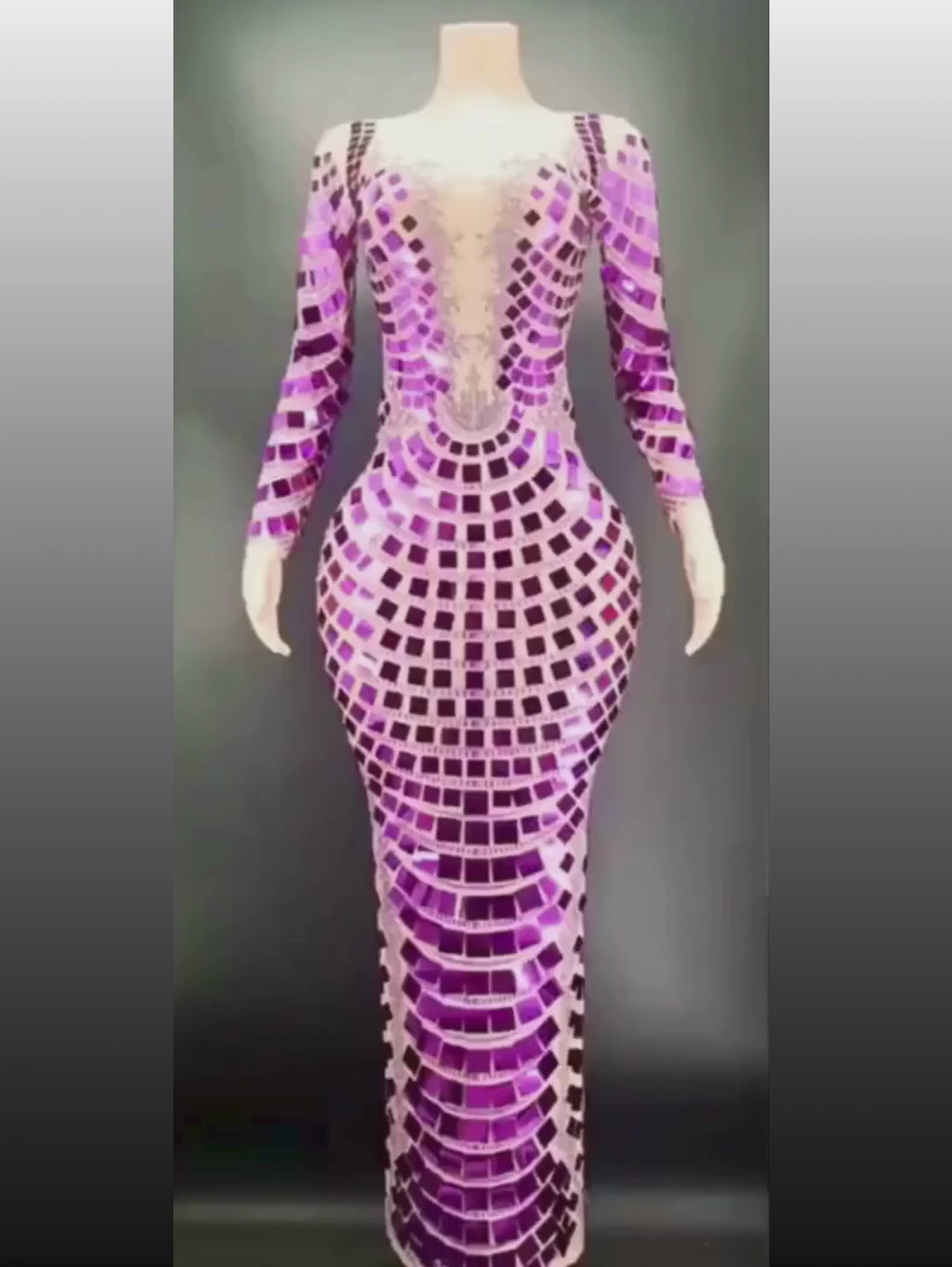 Purple Drag Mirror Glam Dress