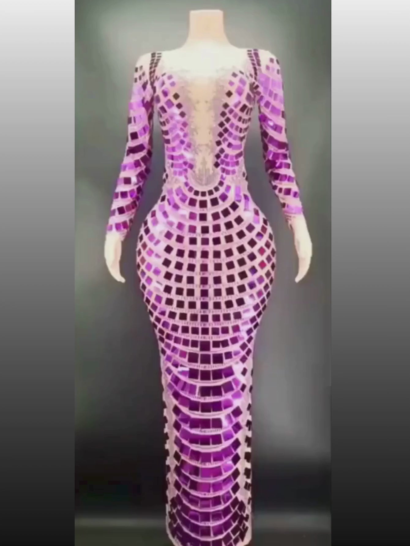Purple Drag Mirror Glam Dress
