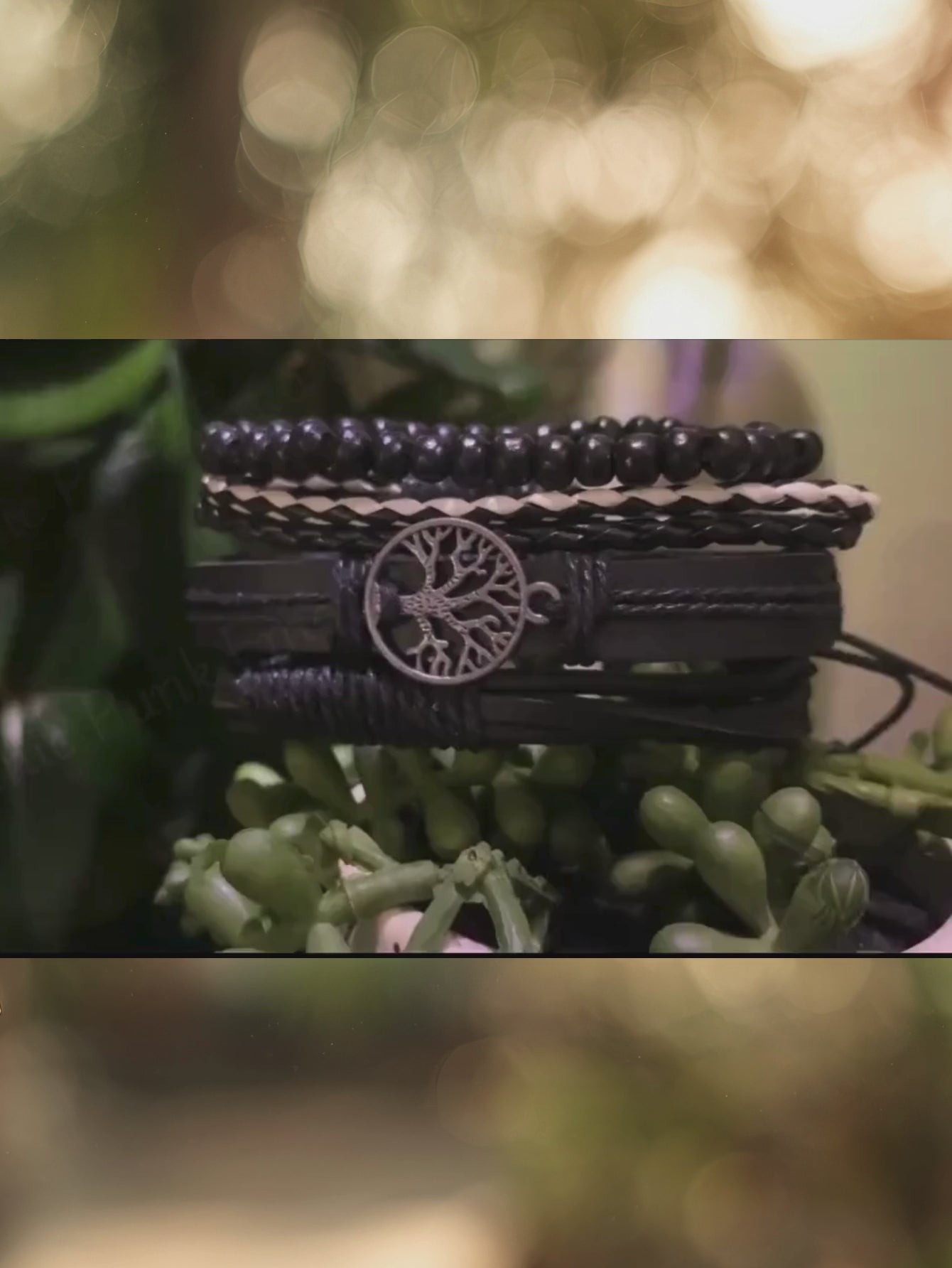 Tree Leather Bracelet Set
