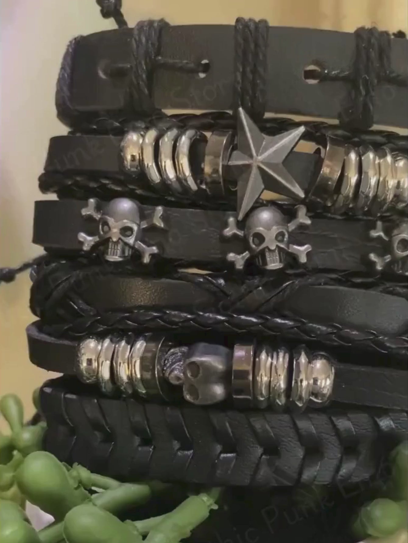 Skull Star Punk Rock Bracelet Set