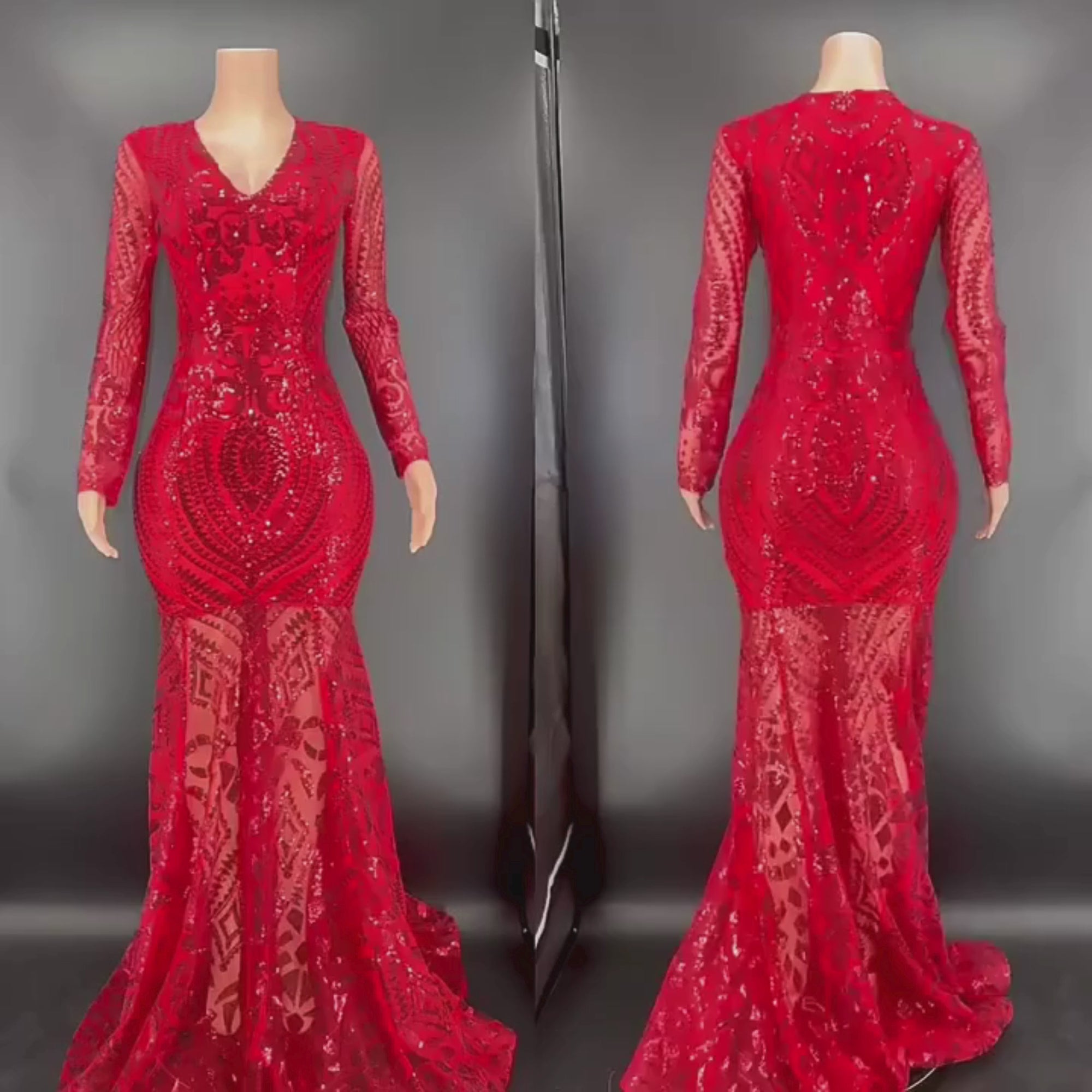 Red Sequence Gown