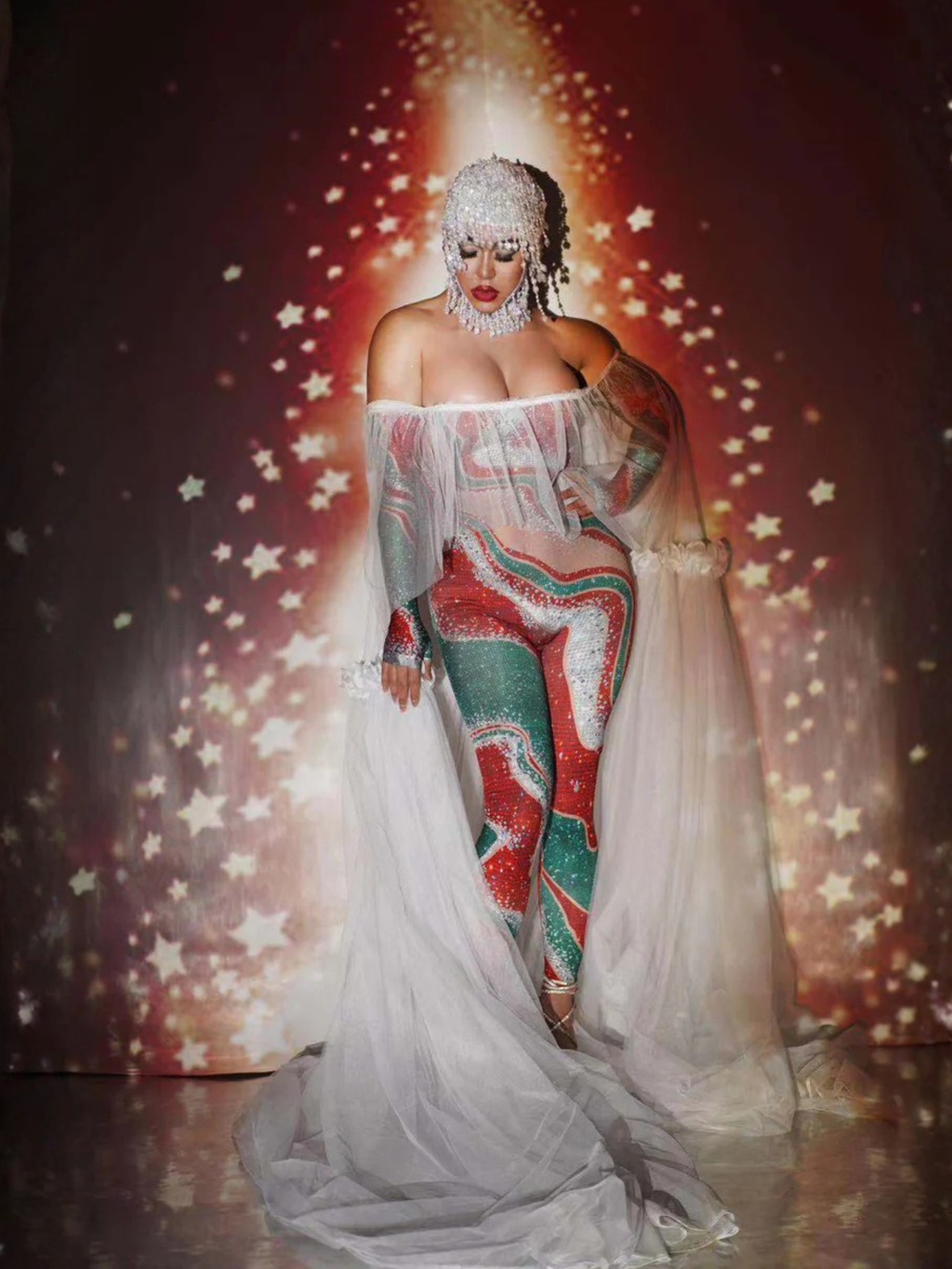 Christmas Sheer Dance Leotard Costume