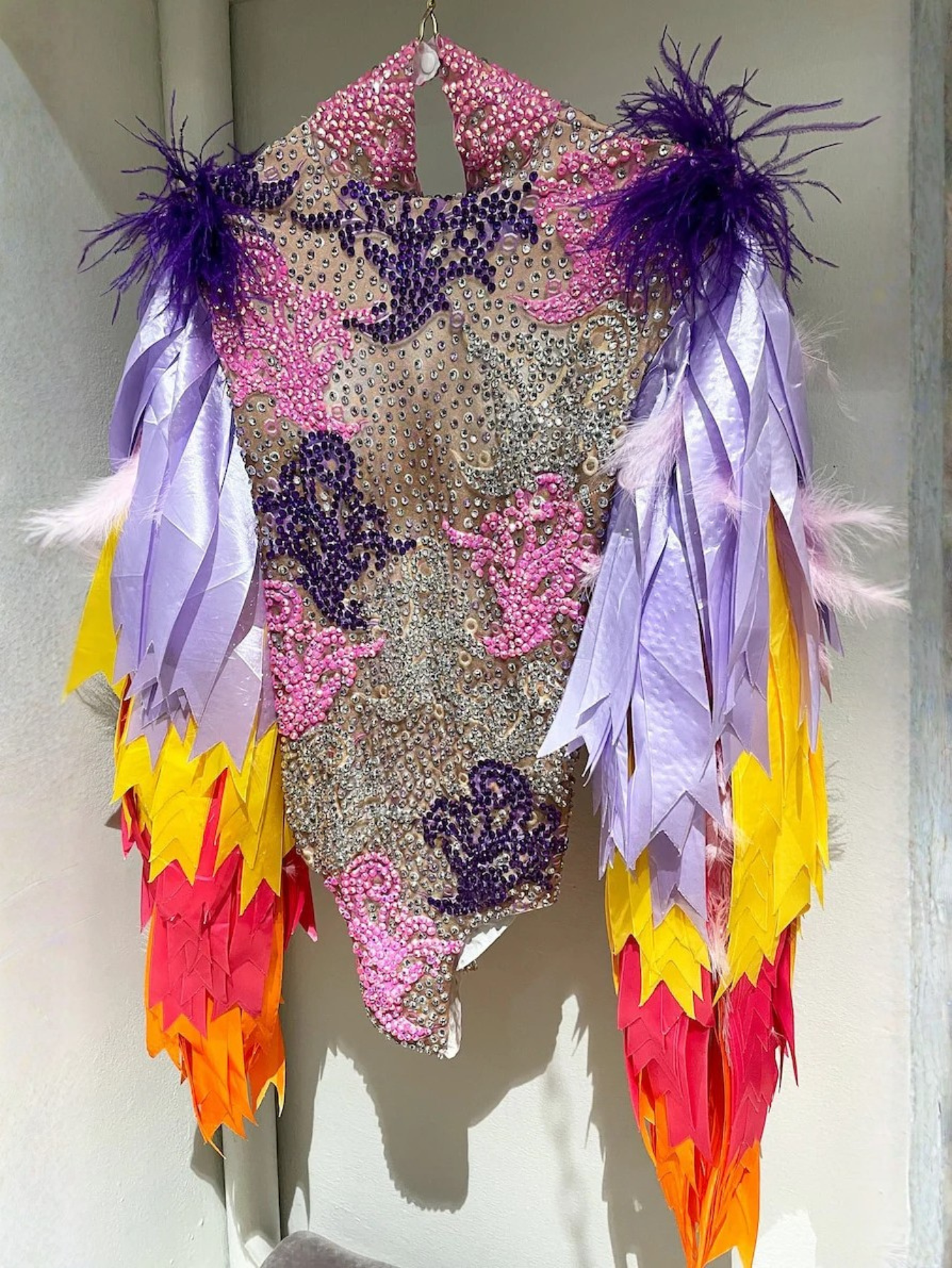Diamond Monokini Feather Fur Costume