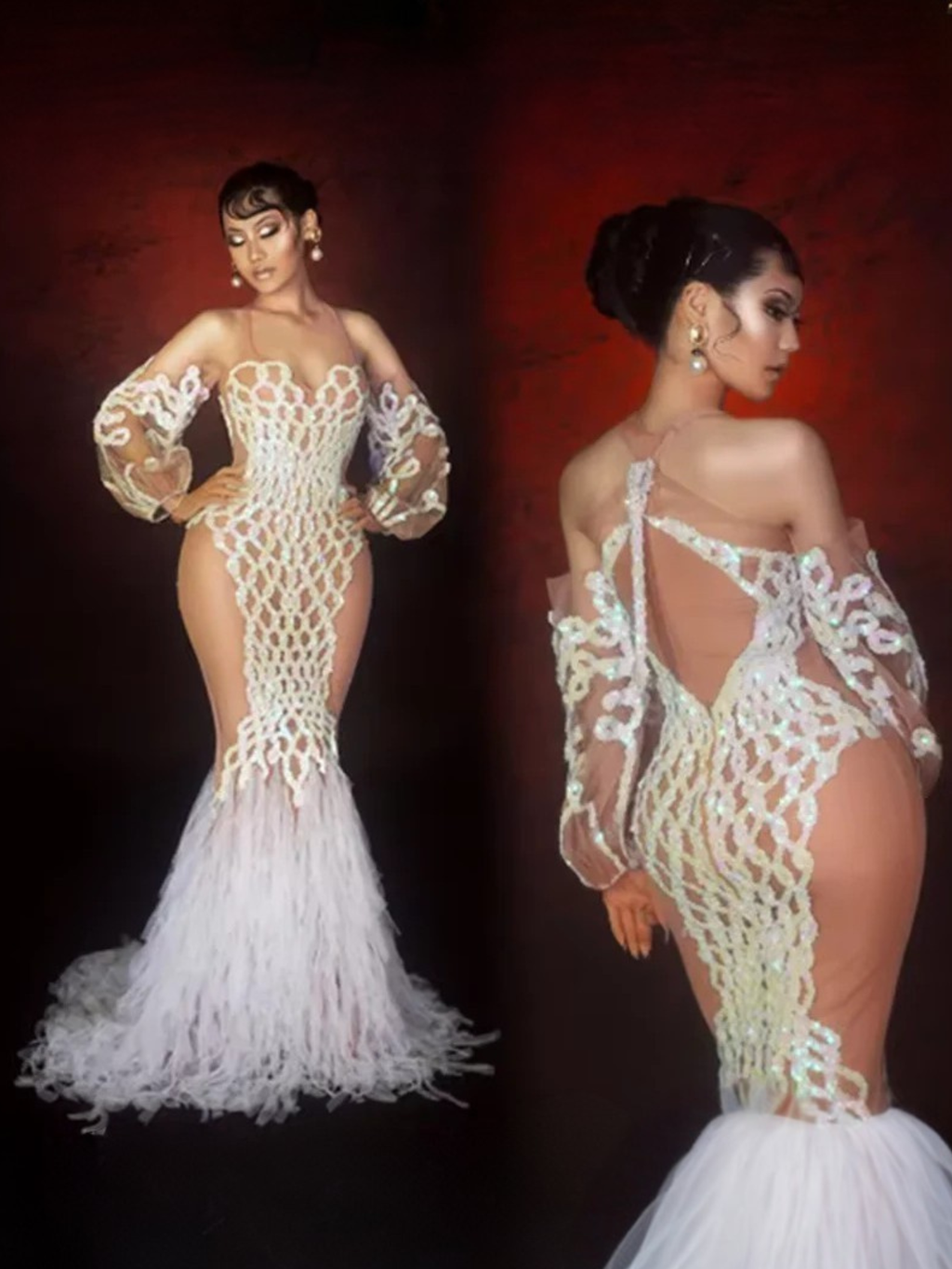 White Sequence Dress
