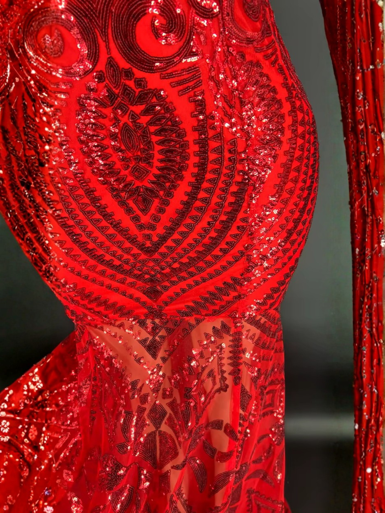 Red Sequence Gown
