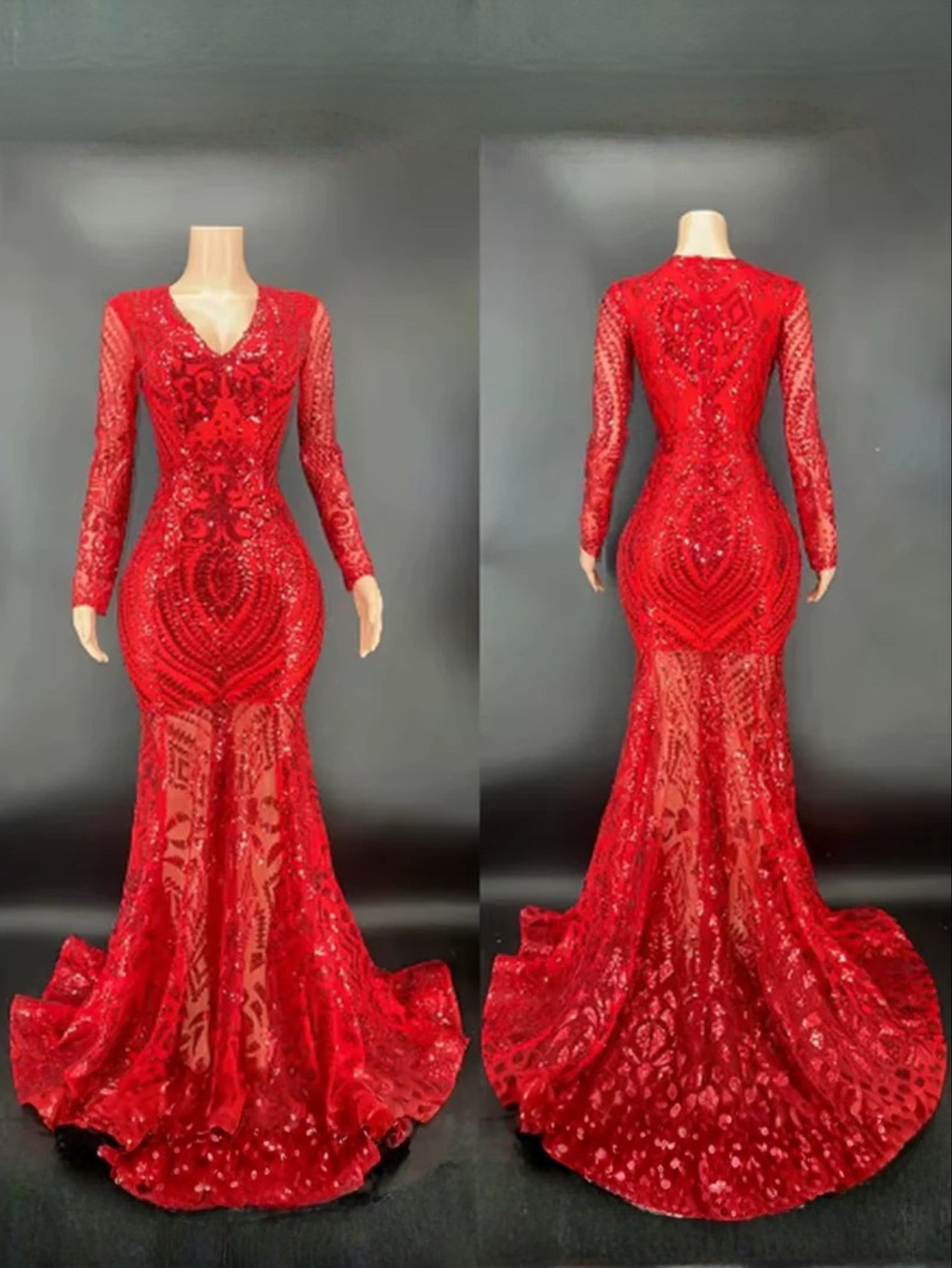 Red Sequence Gown