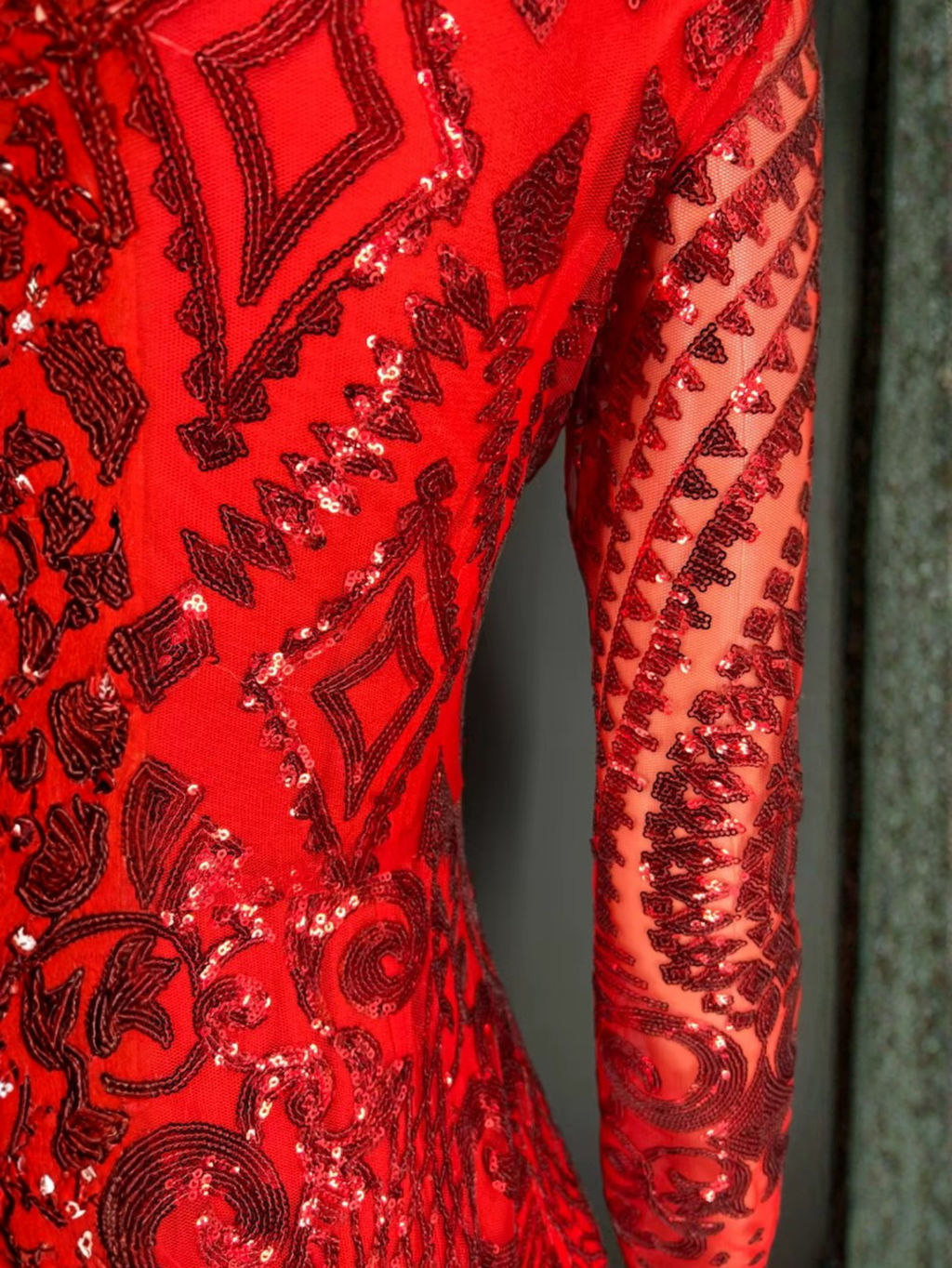 Red Sequence Gown
