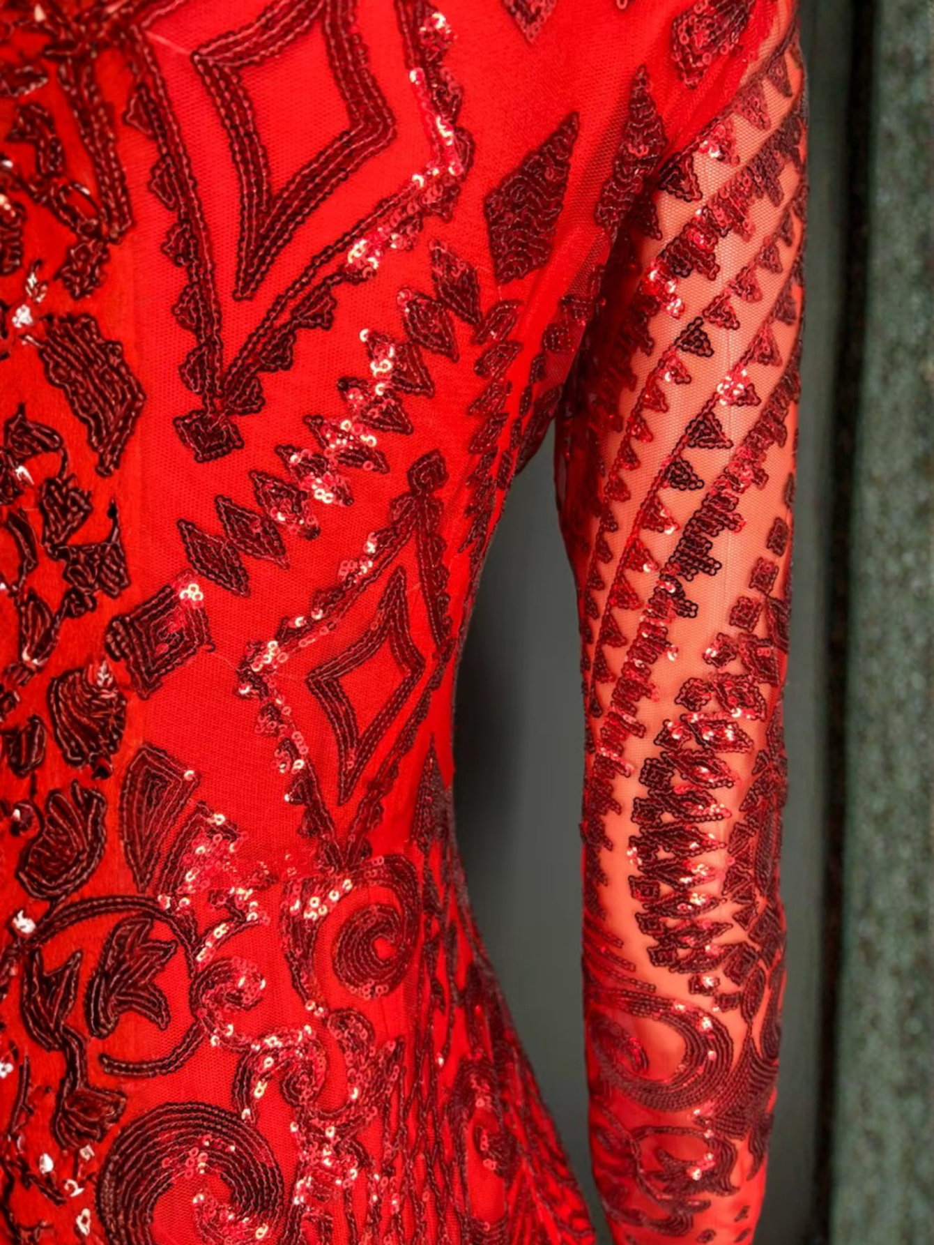 Red Sequence Gown
