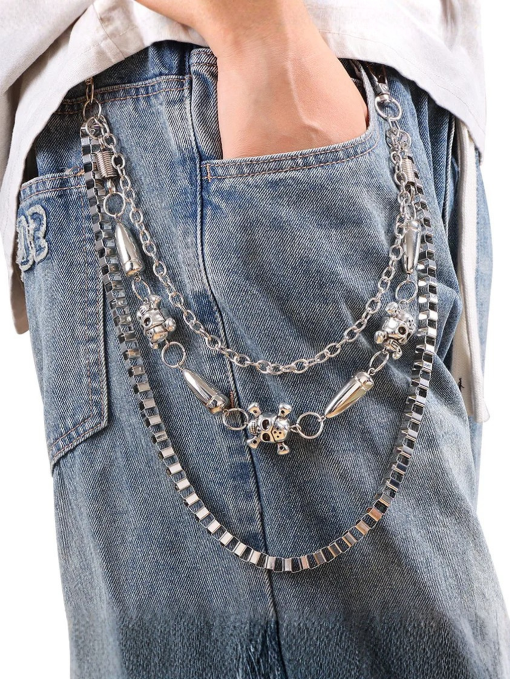 Spiked Bullet Skull Chain