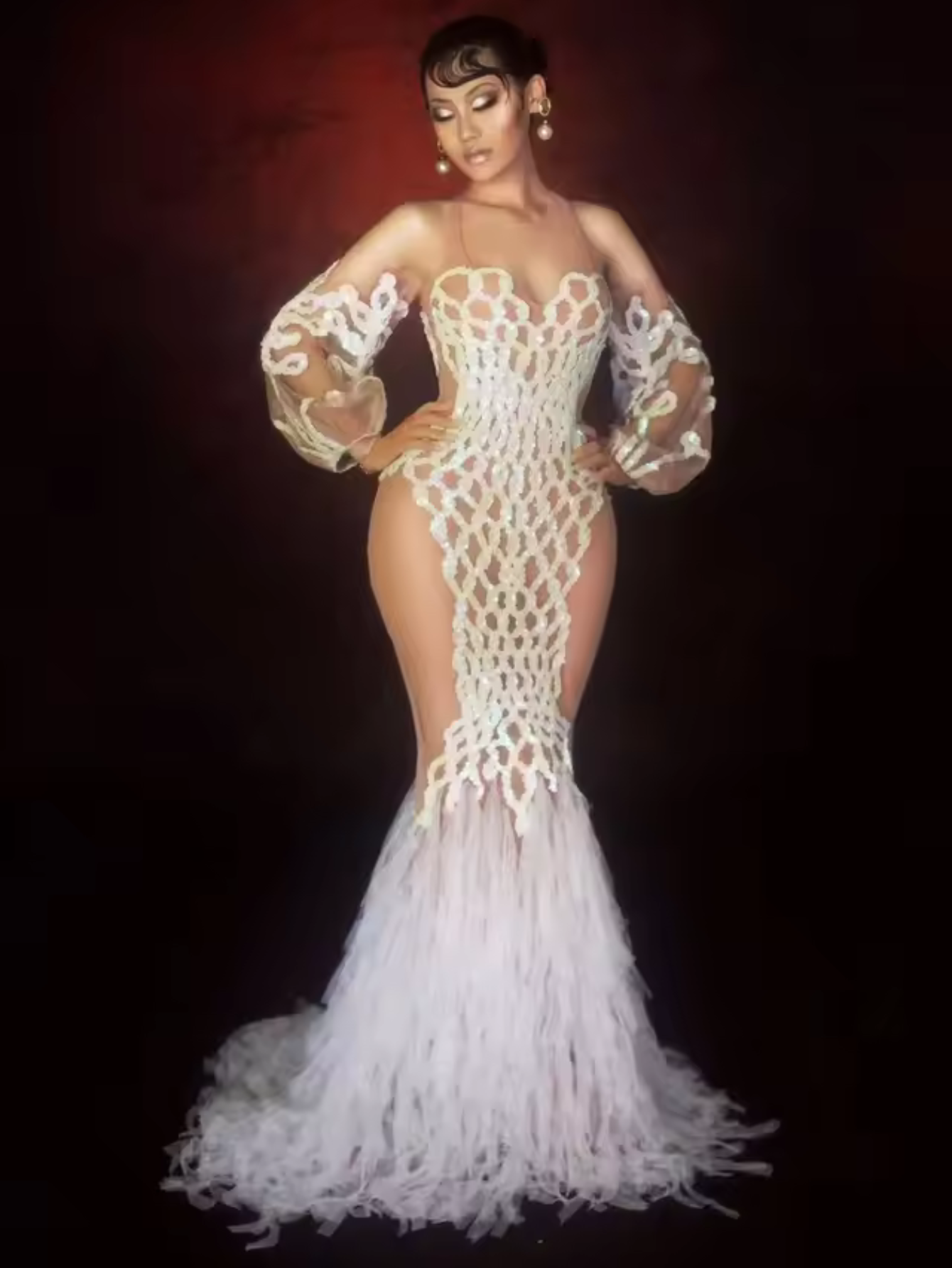 White Sequence Dress