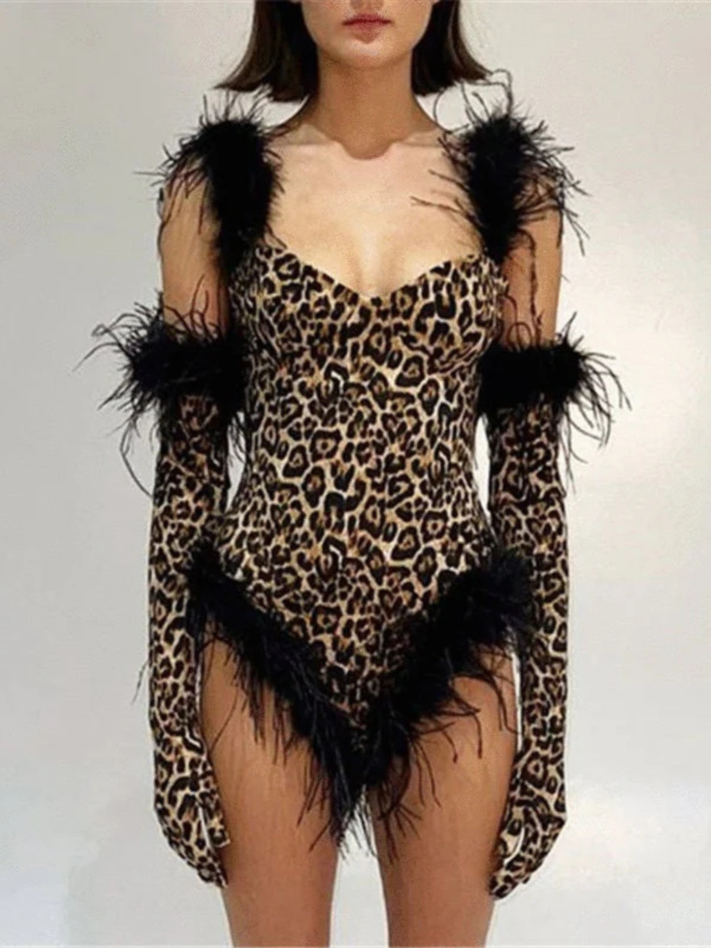 Leopard Monokini With Gloves