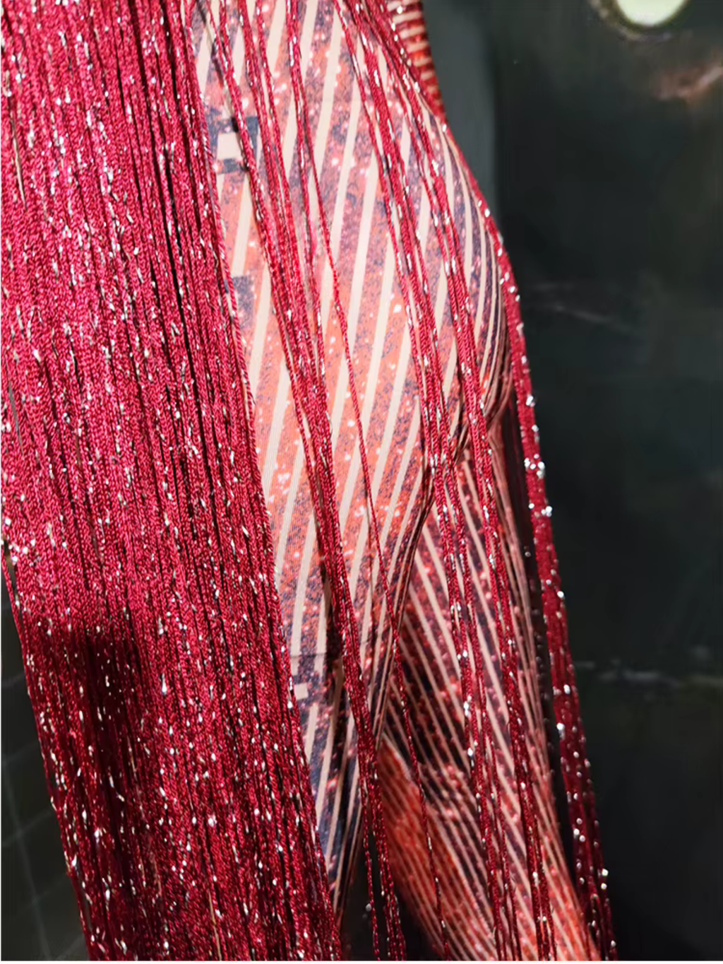 Red Fringe Sequince Drag Queen Lyrical Costume
