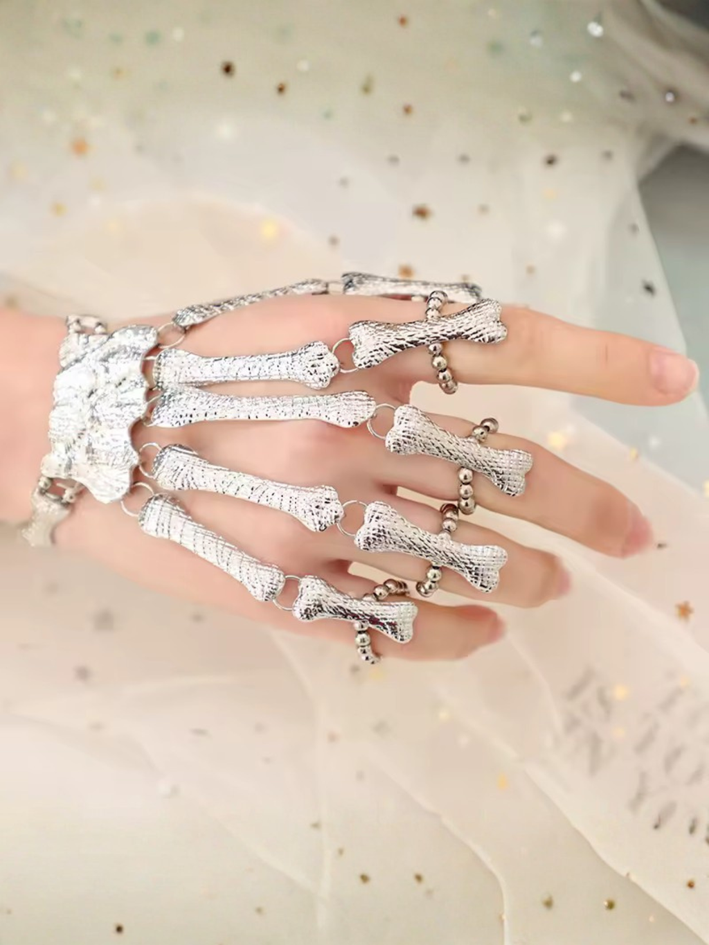 Skeleton Emo Silver Glove Rings 1 PC