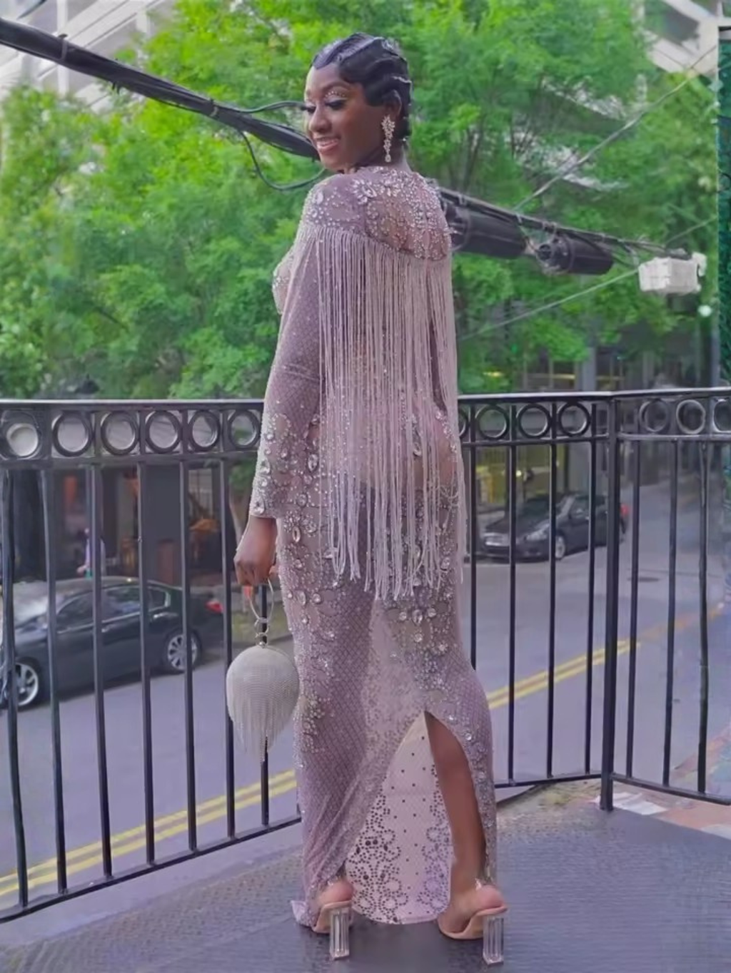 White Cowgirl Fringe Sequince Dress