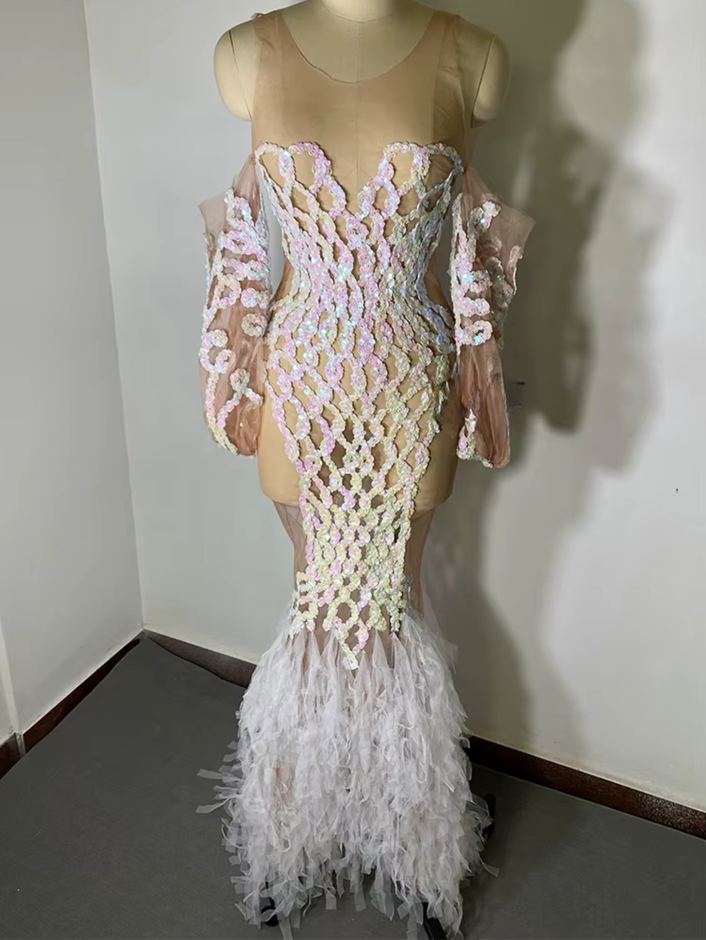White Sequence Dress