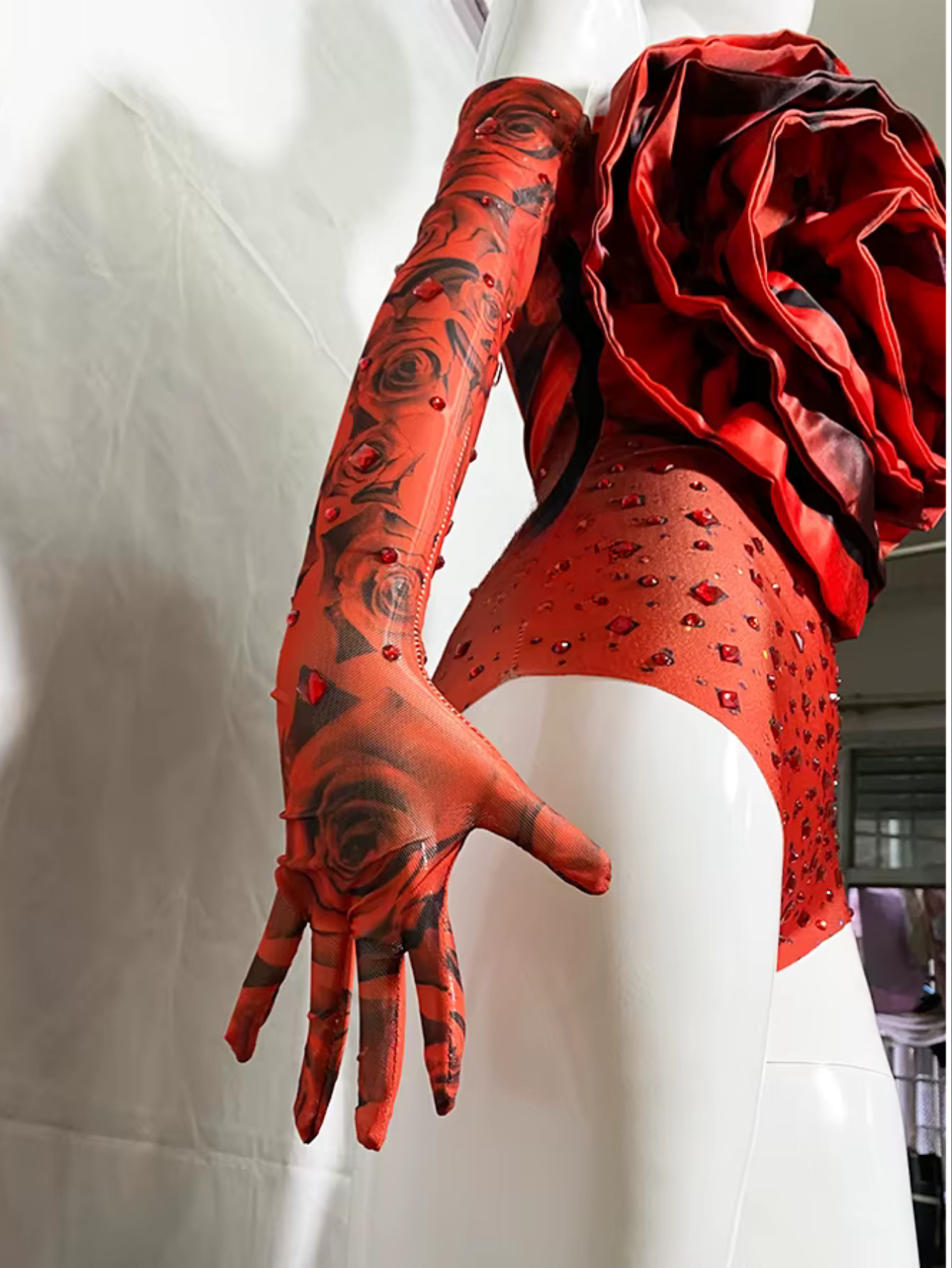 Red Rose Flower Drag Queen Monokini Set