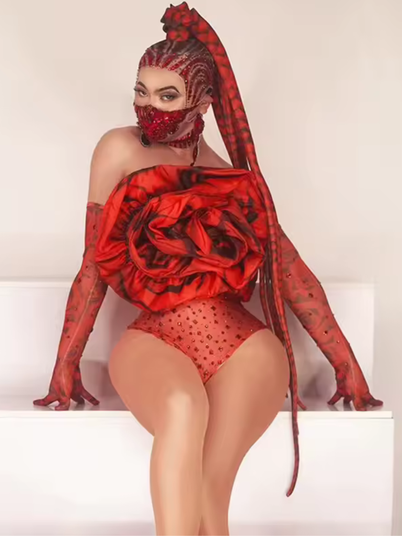 Red Rose Flower Drag Queen Monokini Set