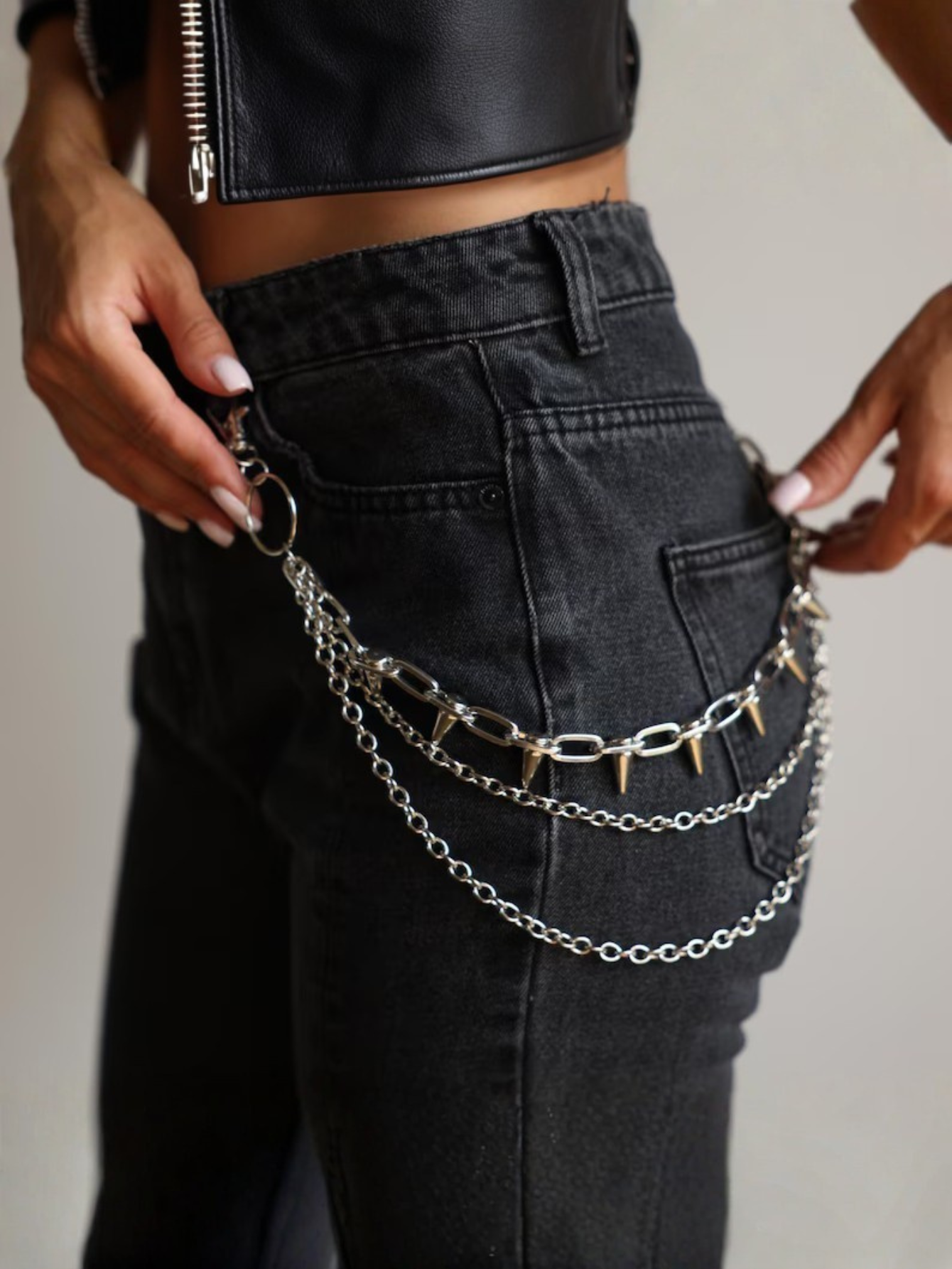 Spiked Punk Emo Pants Chain