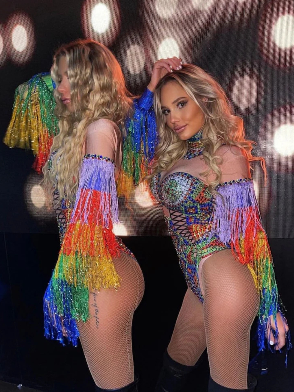 Diamond Rainbow Monokini Fringe Costume
