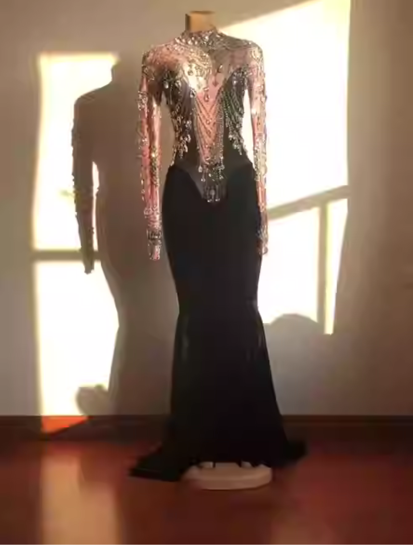 Velvet Black Rhinestone Dress