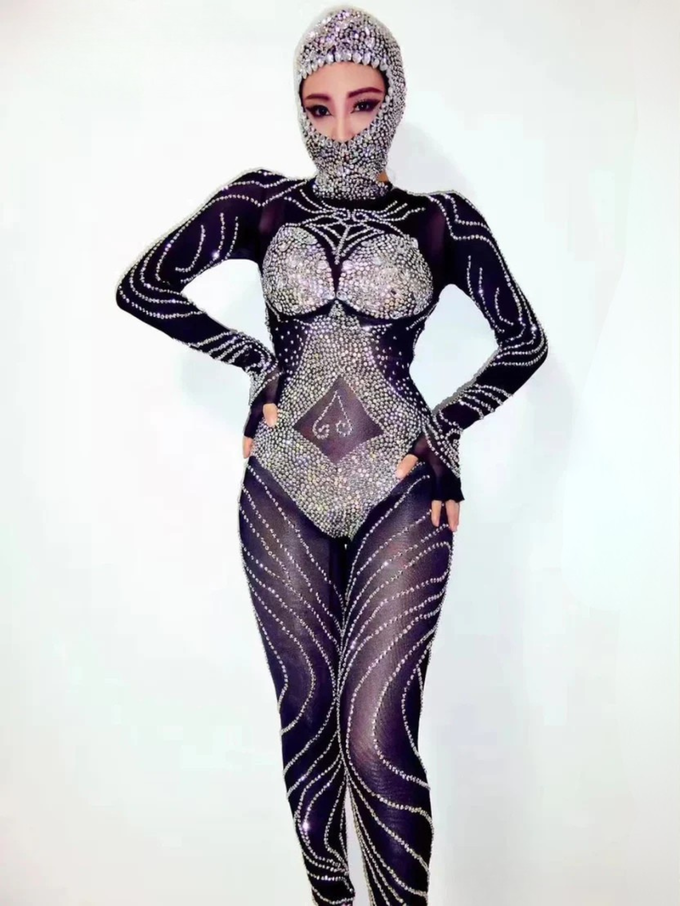 Diamond Jumpsuit With Mask