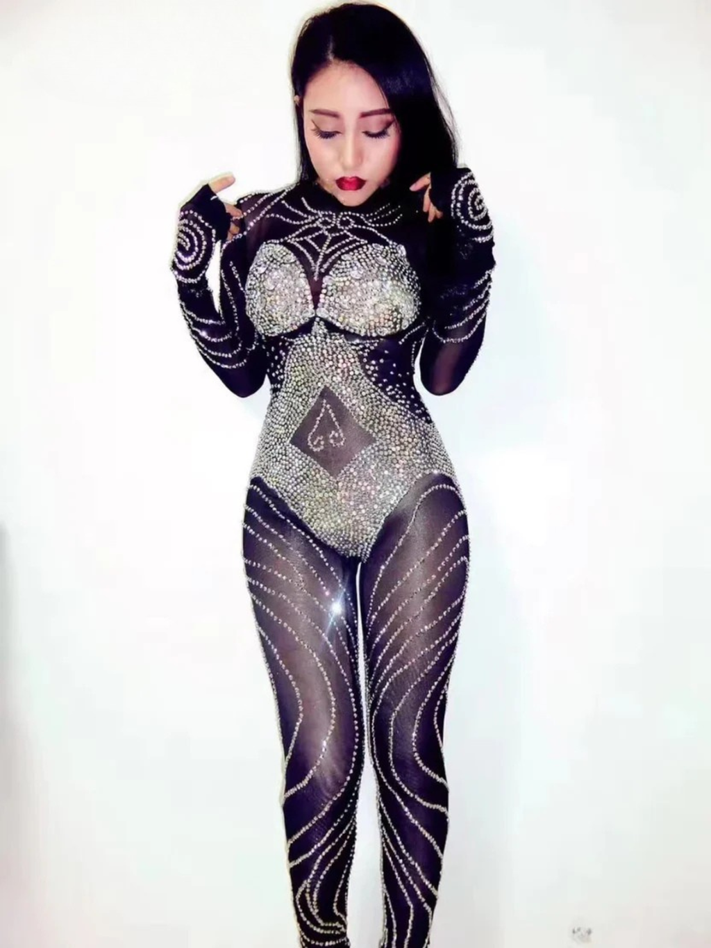 Diamond Jumpsuit With Mask