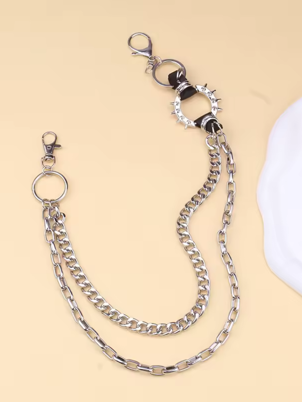 Gold Spiked O-Ring Wallet Chain