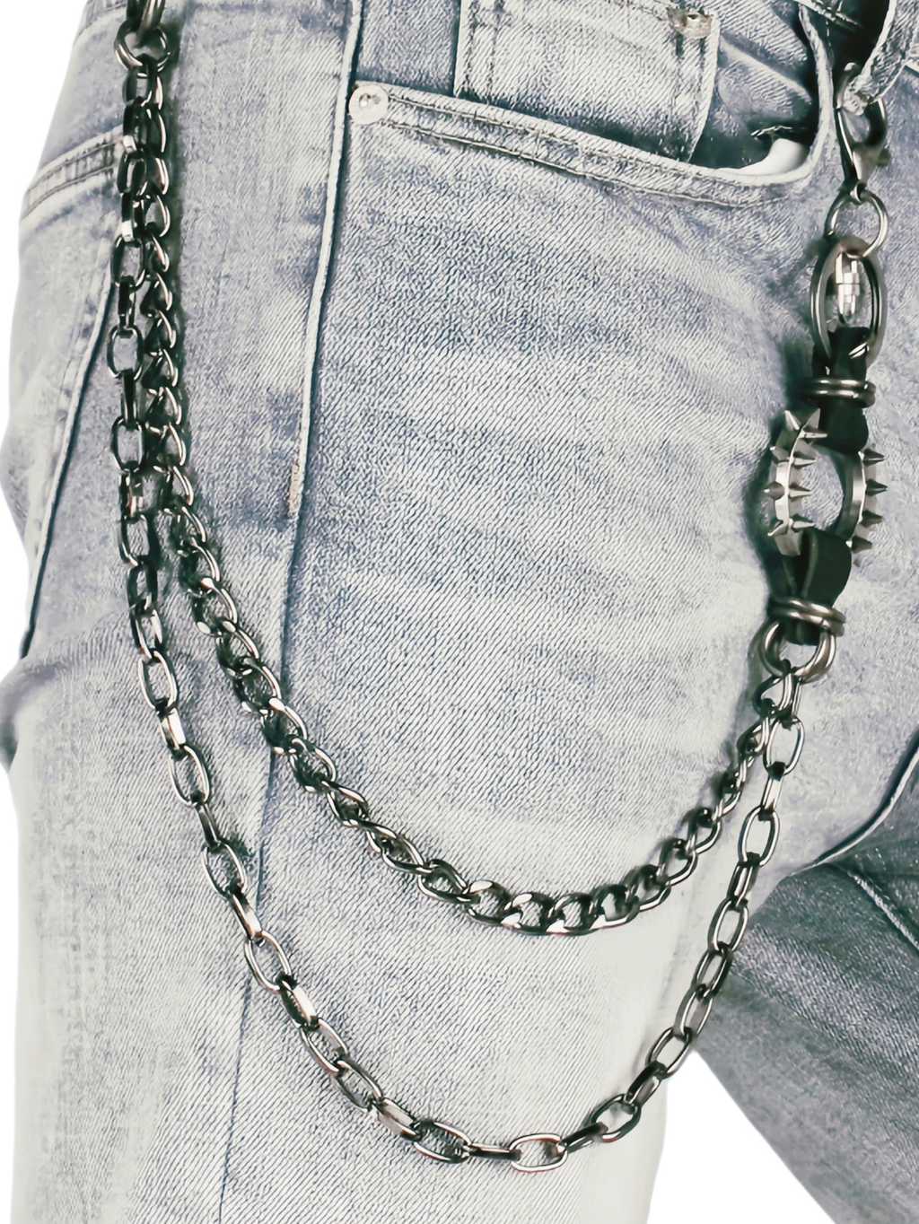 Gold Spiked O-Ring Wallet Chain