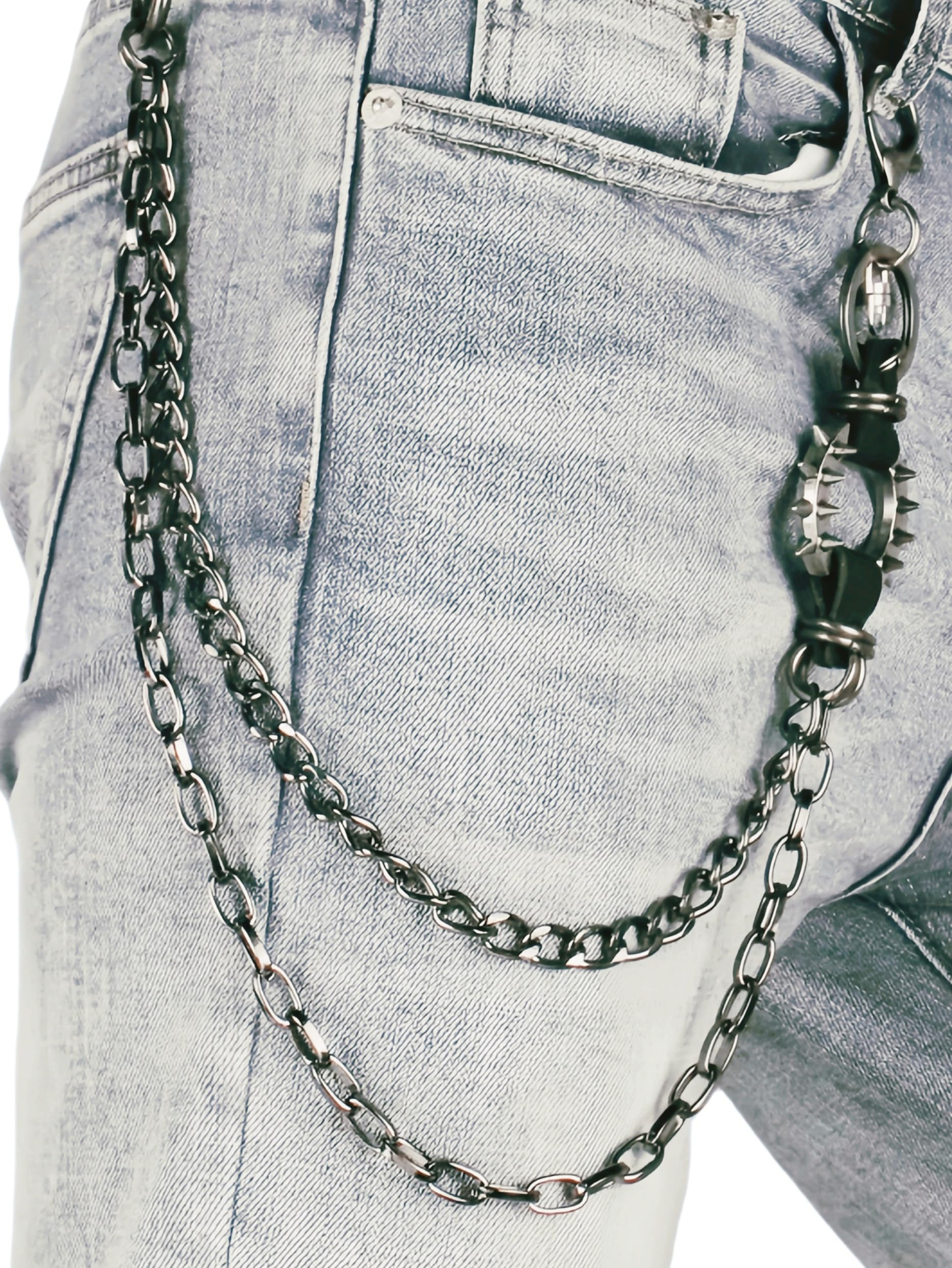 Gold Spiked O-Ring Wallet Chain