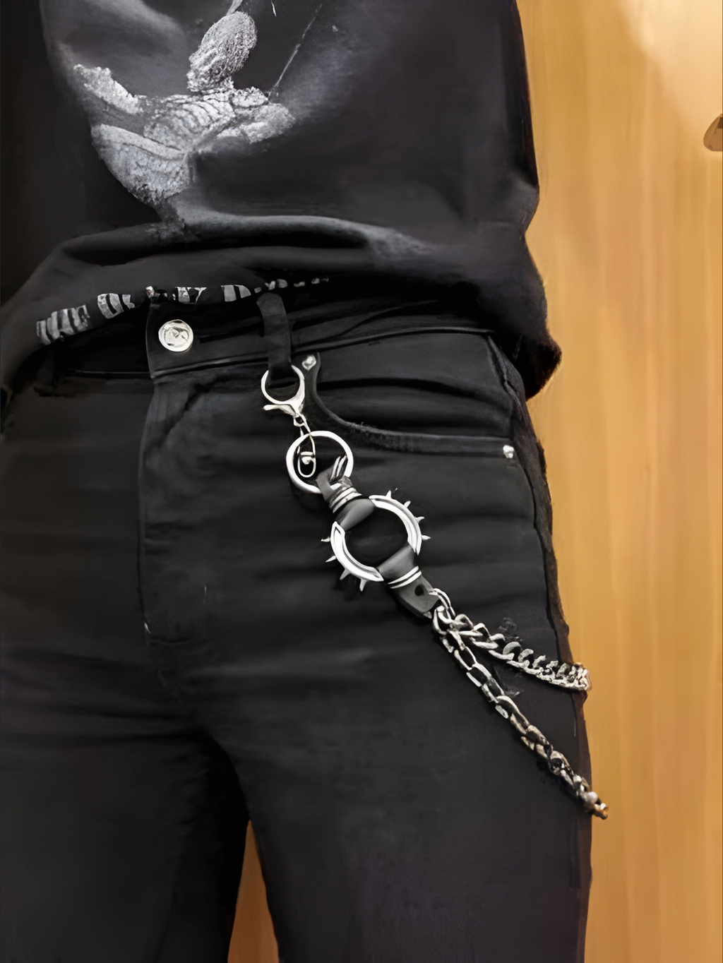 Spiked O Ring Pants Chain