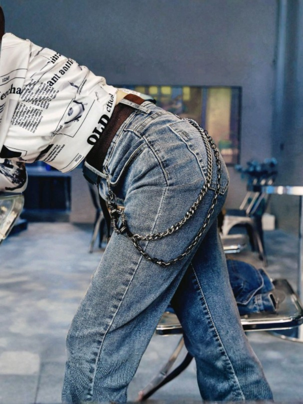 Spiked O Ring Pants Chain