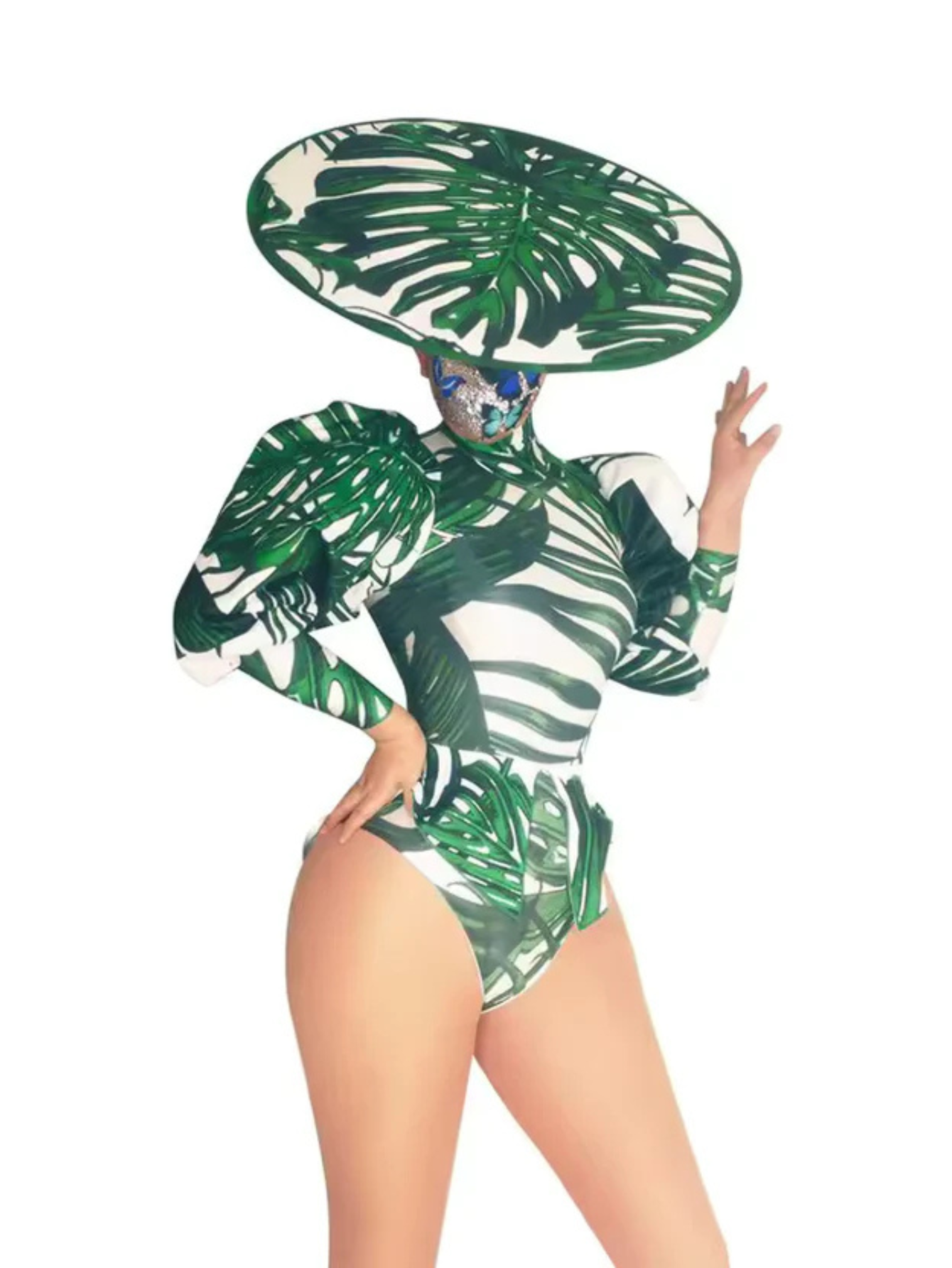 Drag Queen Hat Green Leaf Costume